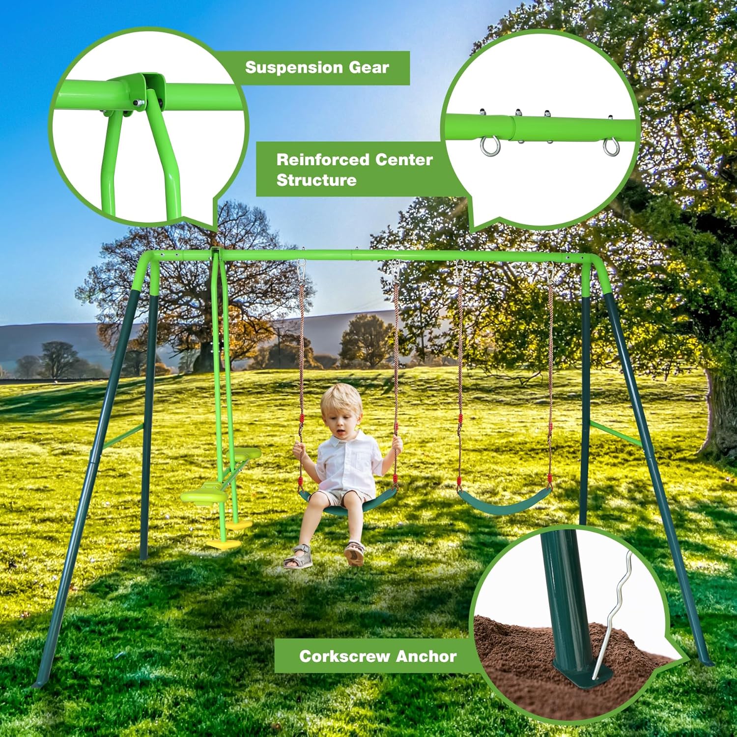 RedSwing Asiento de columpio para niños al aire libre con cuerda de 57-86 pulgadas, repuesto de asiento de columpio de seguridad para niños,