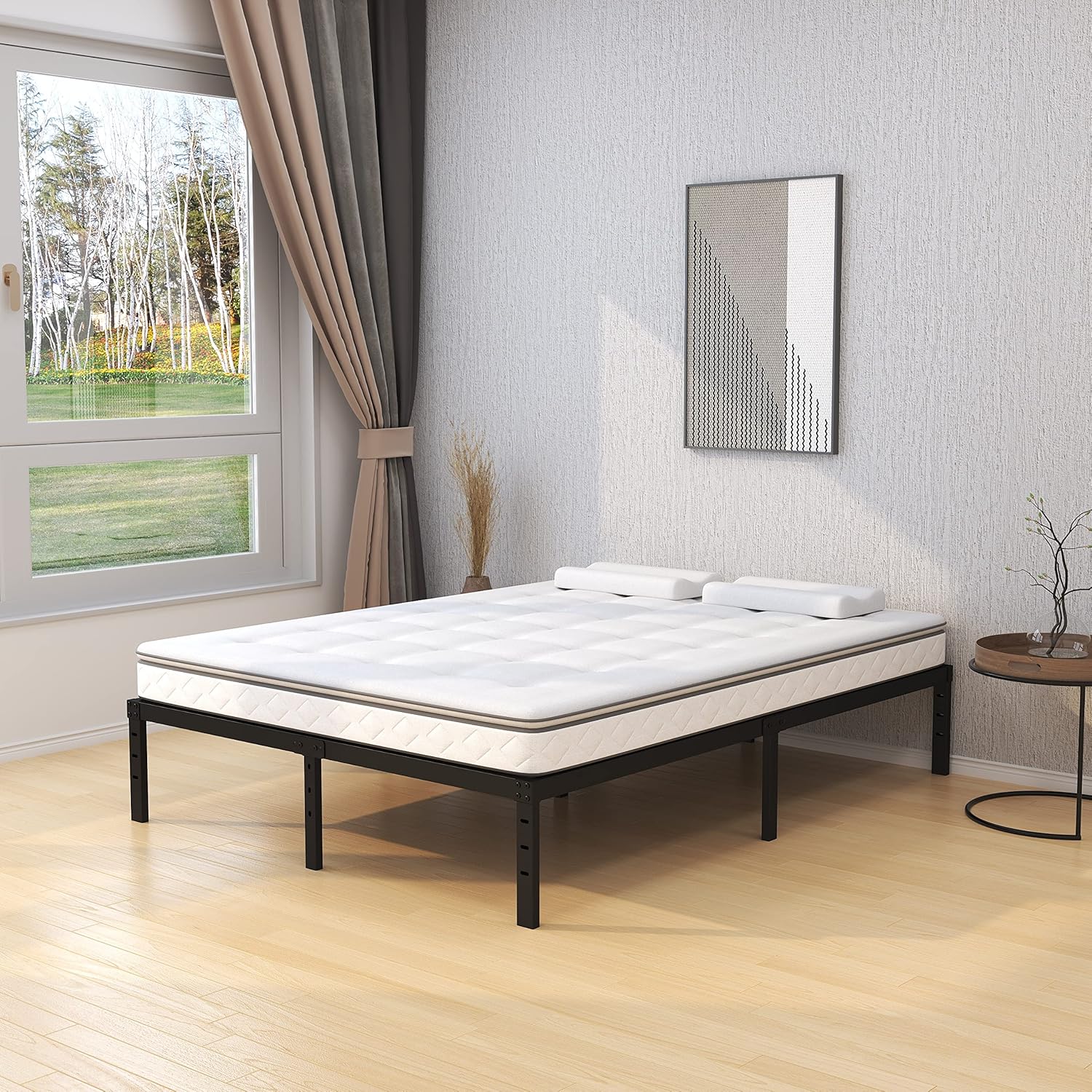 Base de cama California King de 16 pulgadas, no necesita somier, base de cama California King con almacenamiento de 14 pulgadas, soporte de listones