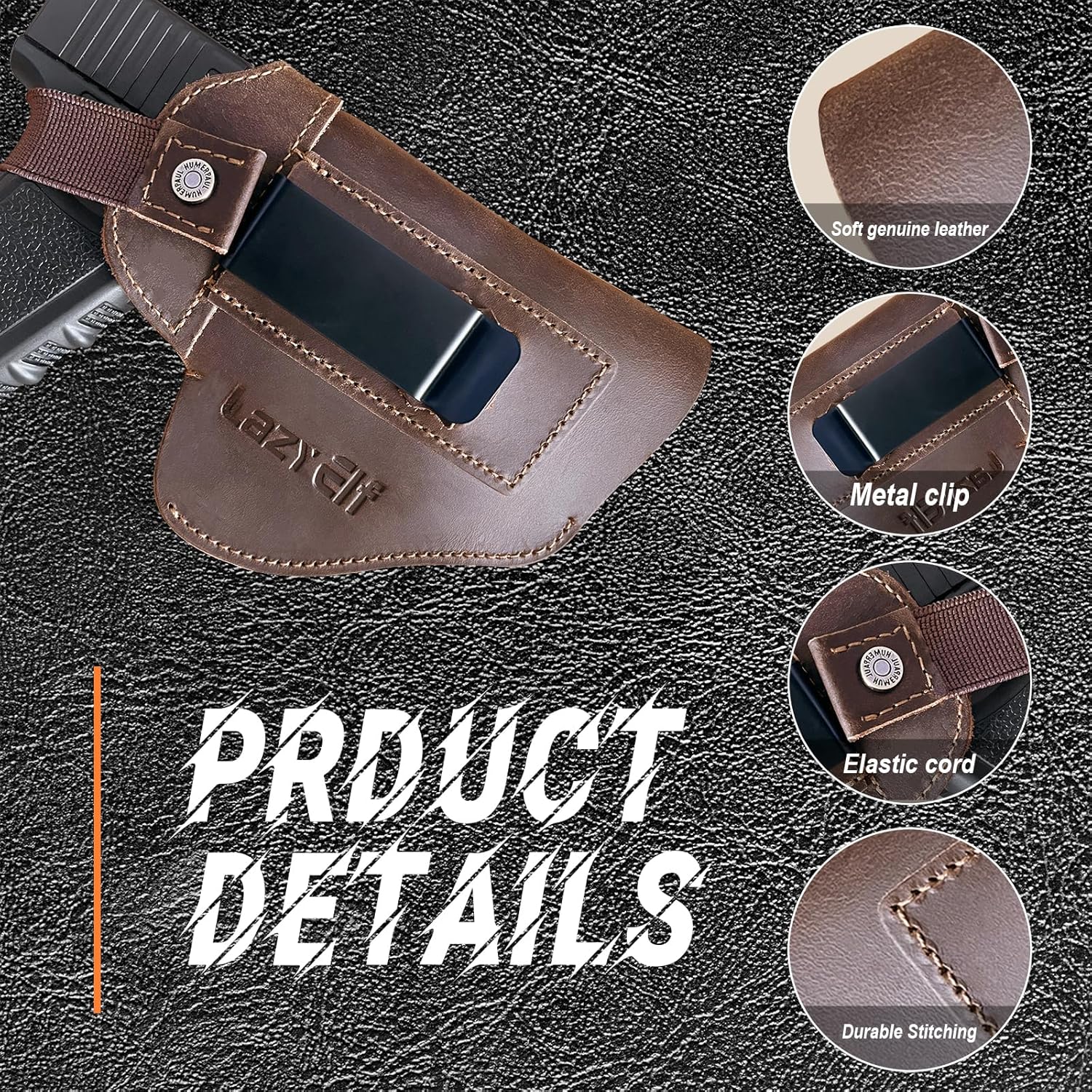 lazyElf Funda de pistola de cuero genuino para pistolas, pistolas, diestros, zurdos, transporte oculto para Glock 194343X, Taurus G2CG3CG3 tamaño