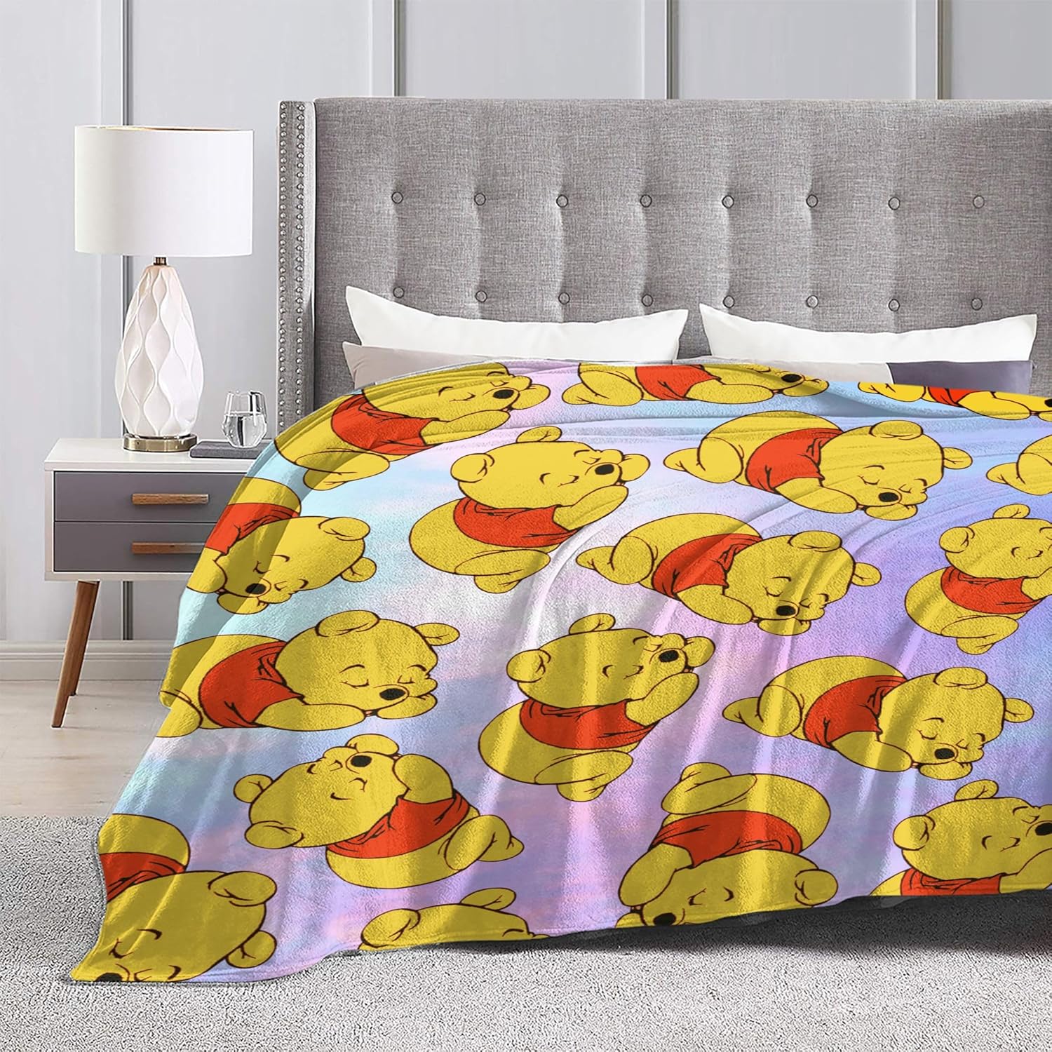 Manta de franela de dibujos animados, súper suave, acogedora y cálida ropa de cama de felpa para sofá, sala de estar, dormitorio, 01 60 x 50 pulgadas