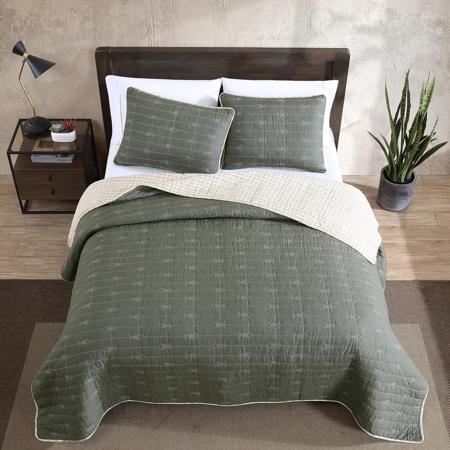 Eddie Bauer – Juego de edredón individual, ropa de cama reversible de algodón con funda a juego, decoración ligera del hogar para todas las
