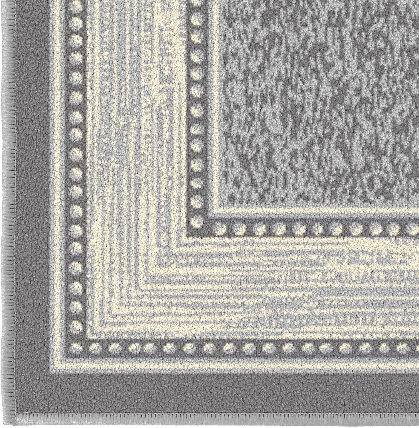 Ottomanson Ottohome Collection – Alfombra antideslizante de goma con bordes de 3 x 10 pulgadas, 2 pies 7 pulgadas x 9 pies 10 pulgadas, color gris