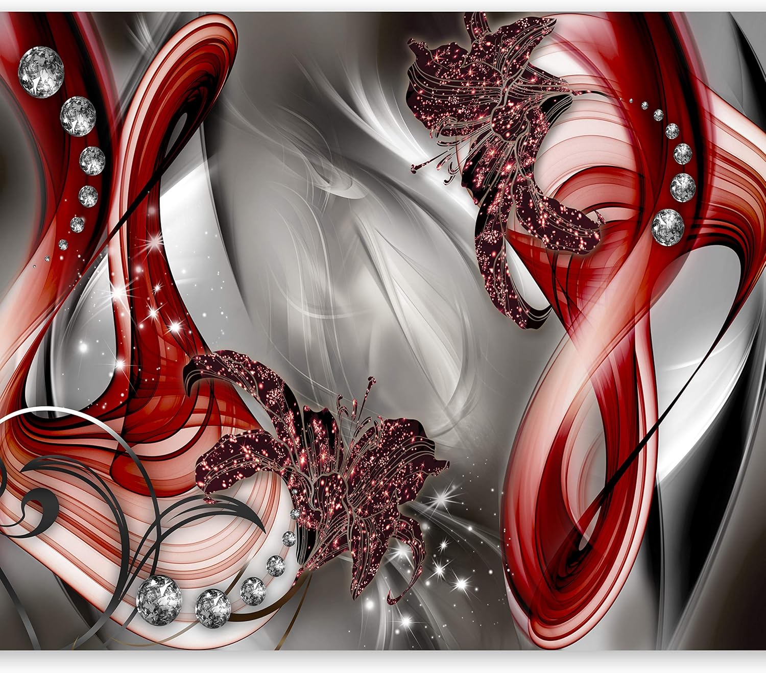 artgeist Mural de pared abstracto rojo, 173 x 124 pulgadas, papel tapiz autoadhesivo para despegar y pegar, autoadhesivo, extraíble, gran adhesivo,