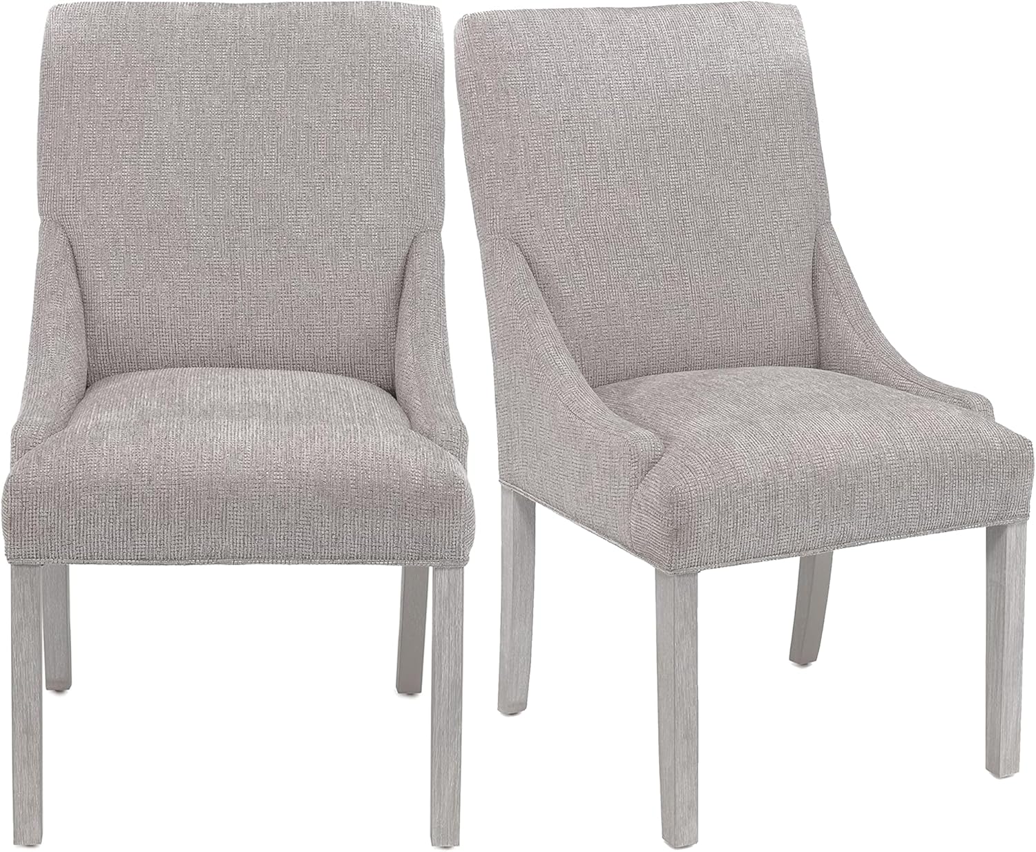 Marie – Colección de comedor tapizada, juego de 2 sillas de cocina, asiento de 18 pulgadas de ancho x 19 pulgadas de profundidad, gris grafito