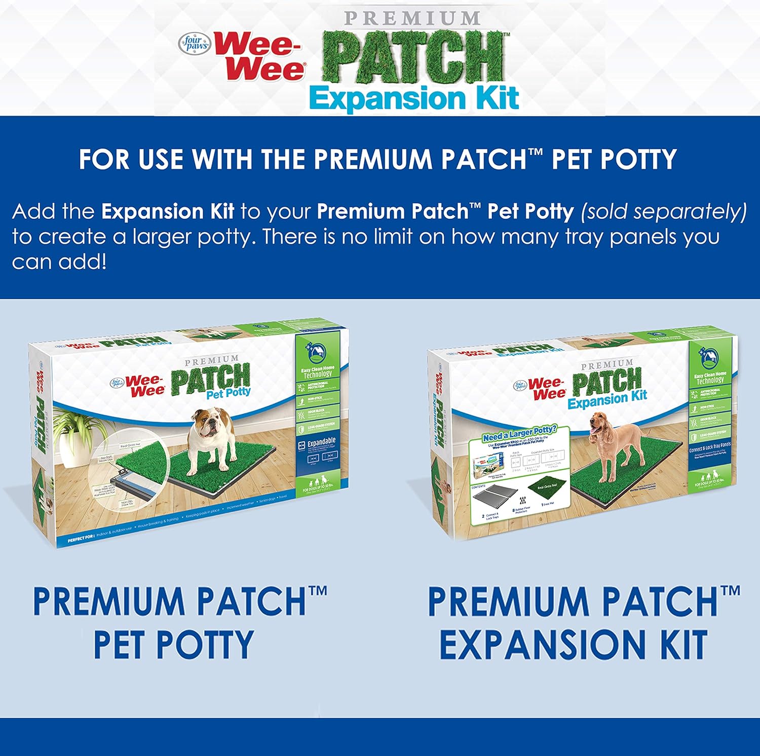 Four Paws Wee-Wee Premium Patch Pet Kit de expansión del sistema de orinal para mascotas, 24.5 x 23 pulgadas