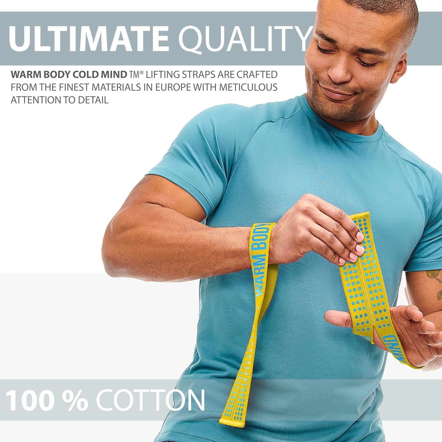 WARM BODY COLD MIND V1 – Correas de muñeca para levantamiento de pesas olímpico, clasificadas en 660 libras, vendas de mano para levantamiento de
