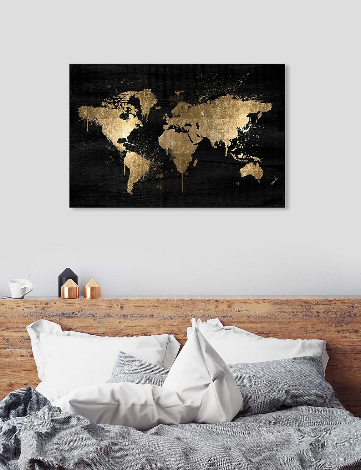 Oliver Gal Mapamundi Gold – Lienzo decorativo para pared, diseño de mapas