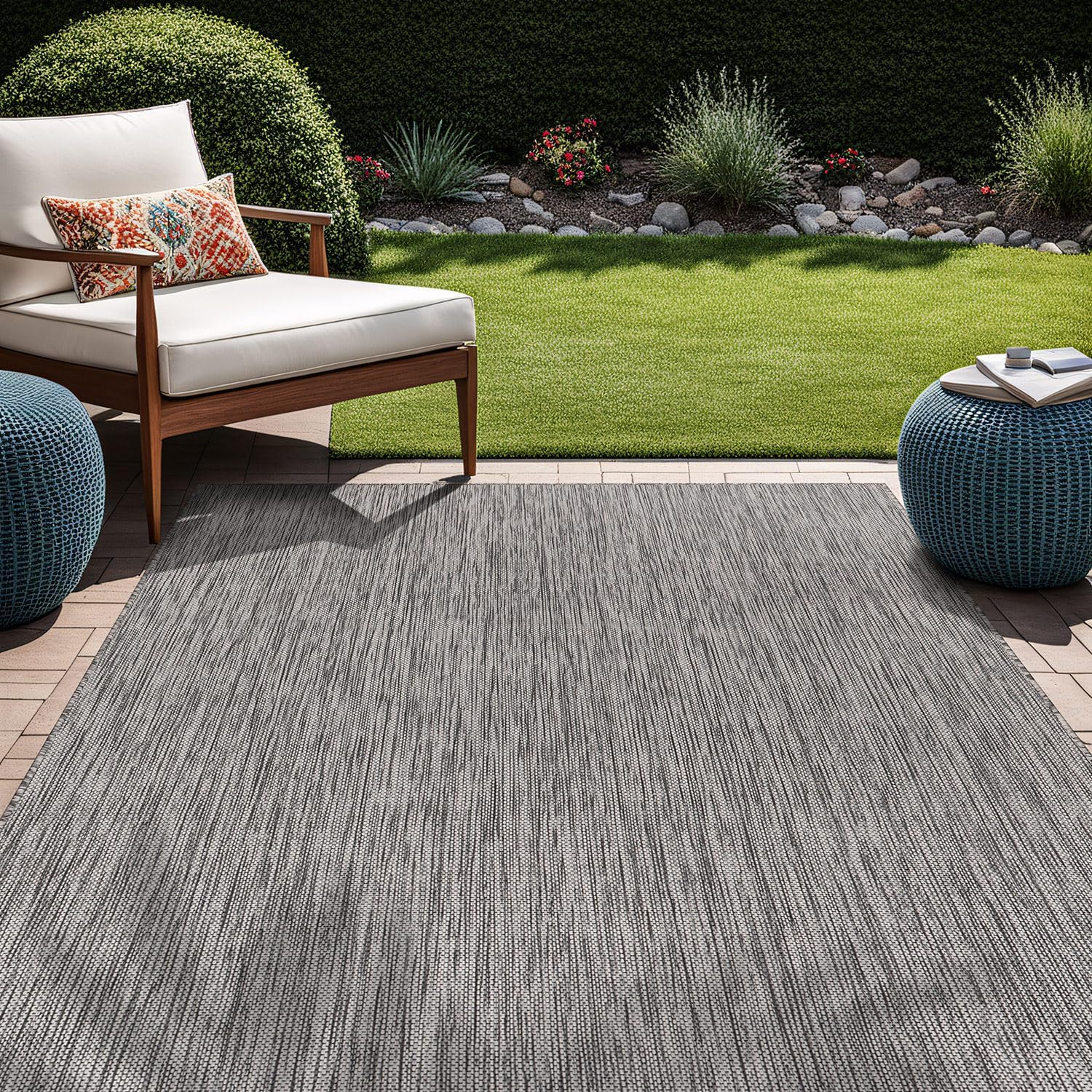 Beverly Rug Alfombra para interiores y exteriores, 5 x 7 pies, lavable, para patio, terraza, porche, alfombra de área moderna, resistente al agua,
