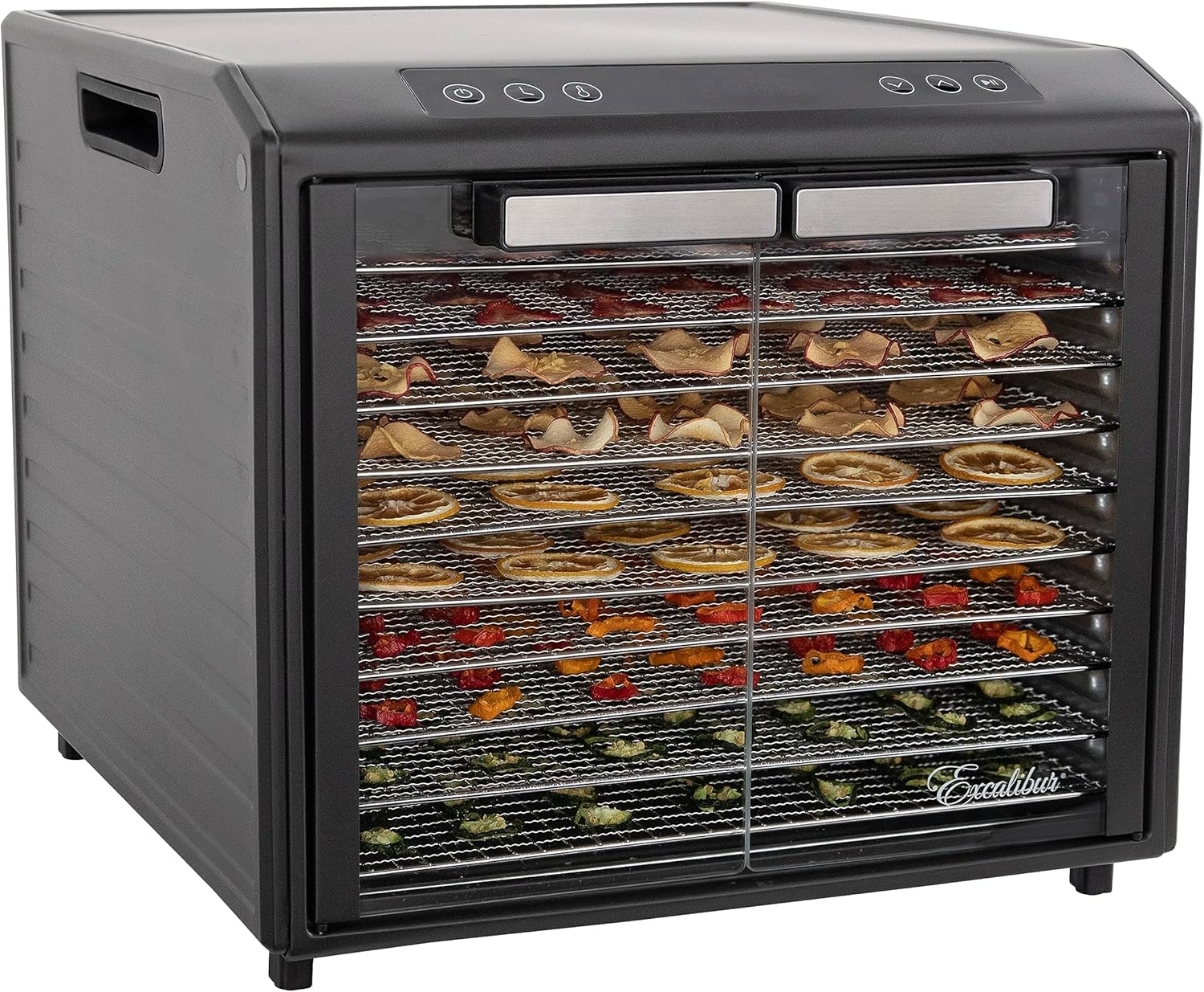 Excalibur Deshidratador eléctrico de alimentos Select Series 10 bandejas con control de temperatura ajustable, incluye bandejas de secado cromadas,