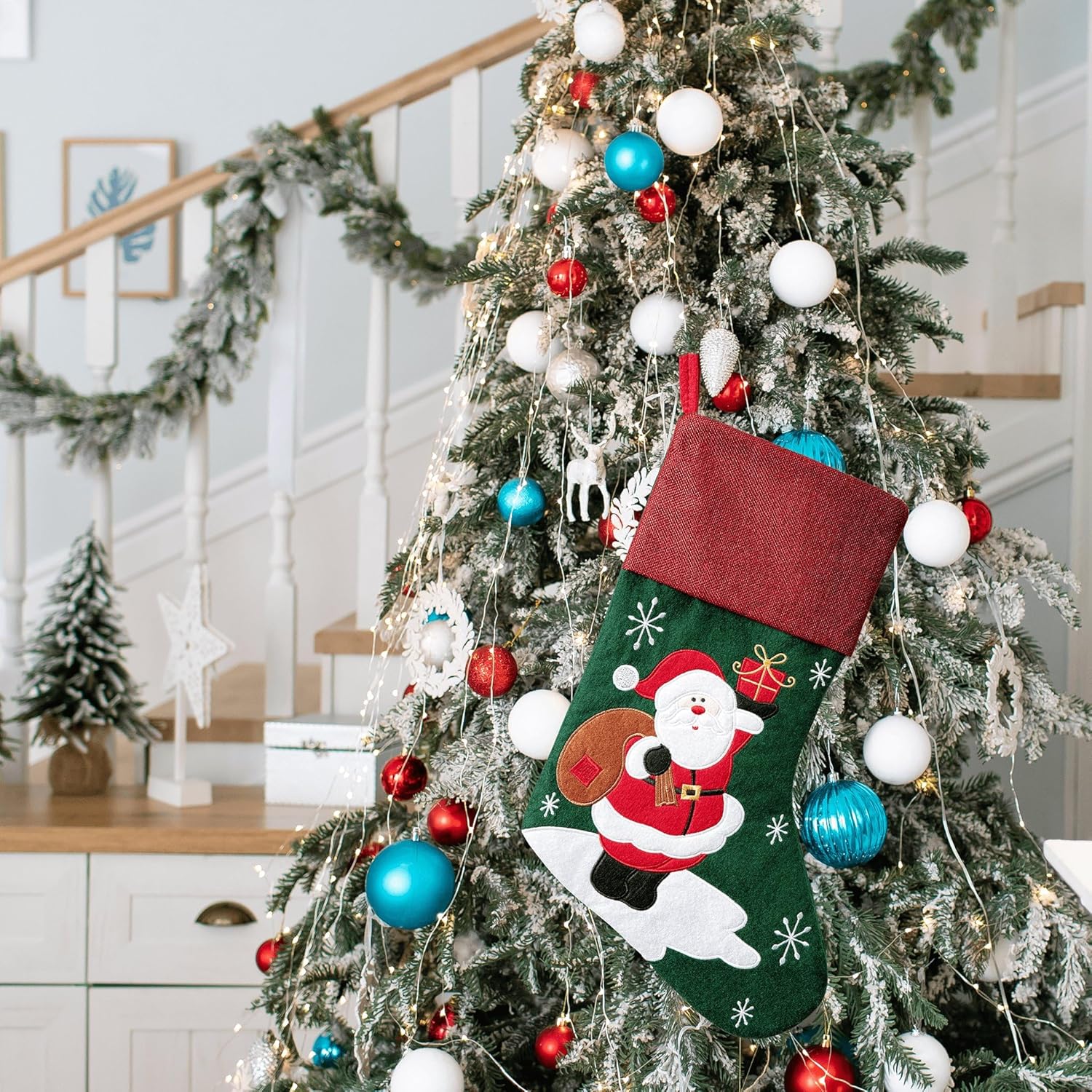 Medias de Navidad personalizadas con nombres para decoración de Navidad, adornos de Papá Noel