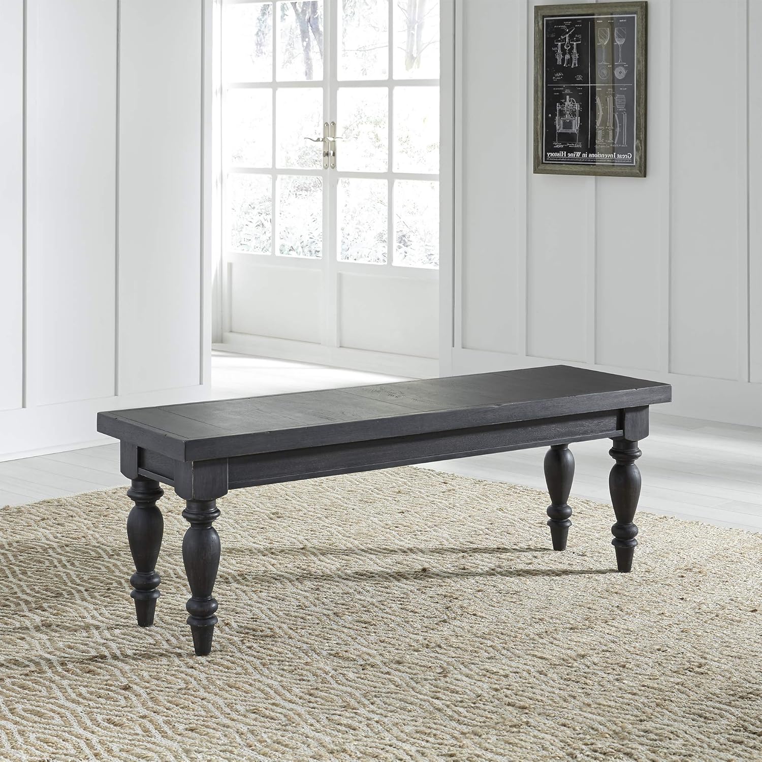Liberty Furniture Industries Harvest Home – Banco sin espalda, 52 pulgadas de ancho x 16 pulgadas de profundidad x 18 pulgadas de alto, color negro