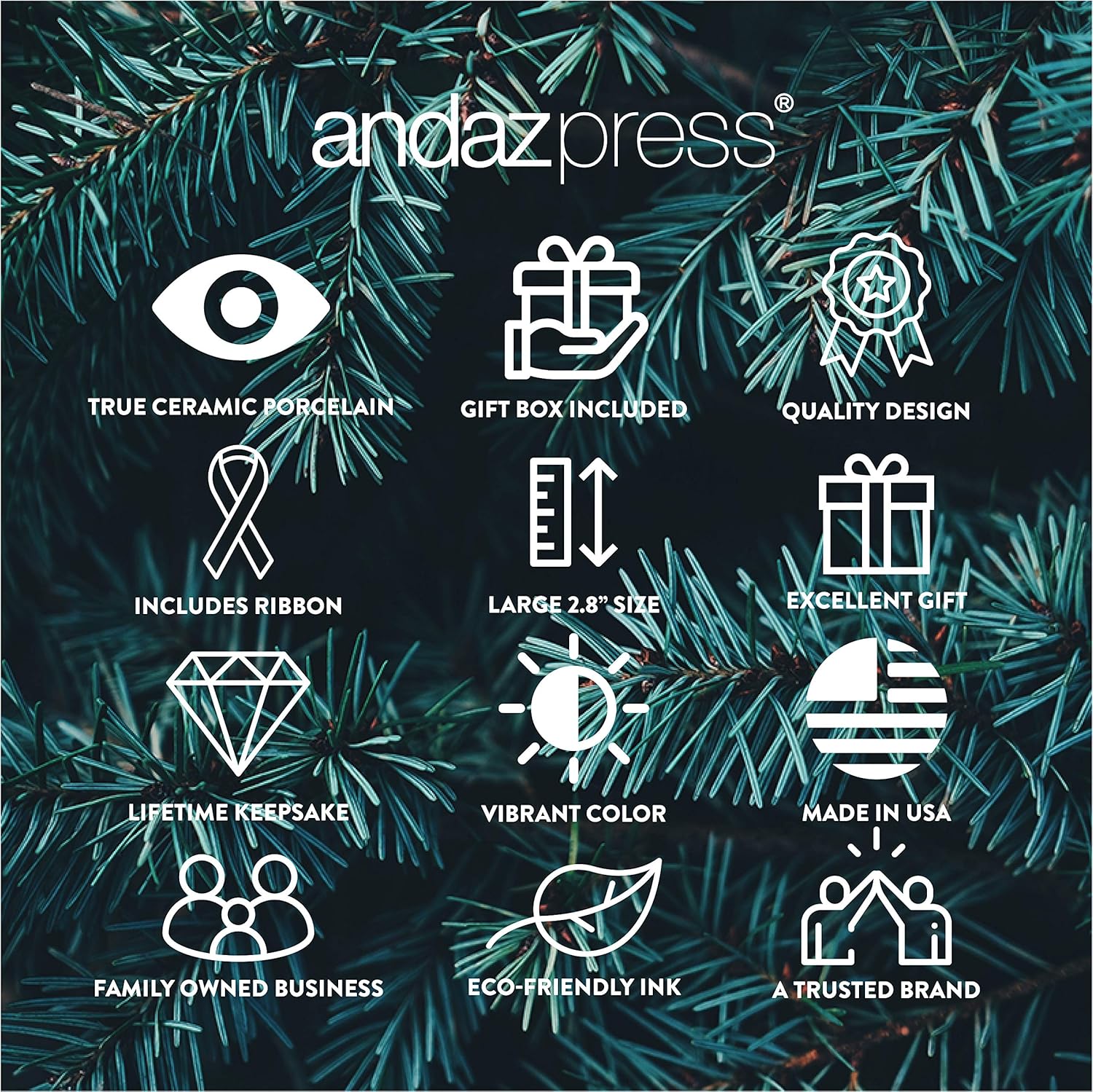 Andaz Press Adorno redondo personalizado de cerámica para árbol de Navidad, Maine Coon, corona de acebo, sombrero de Papá Noel, nombre