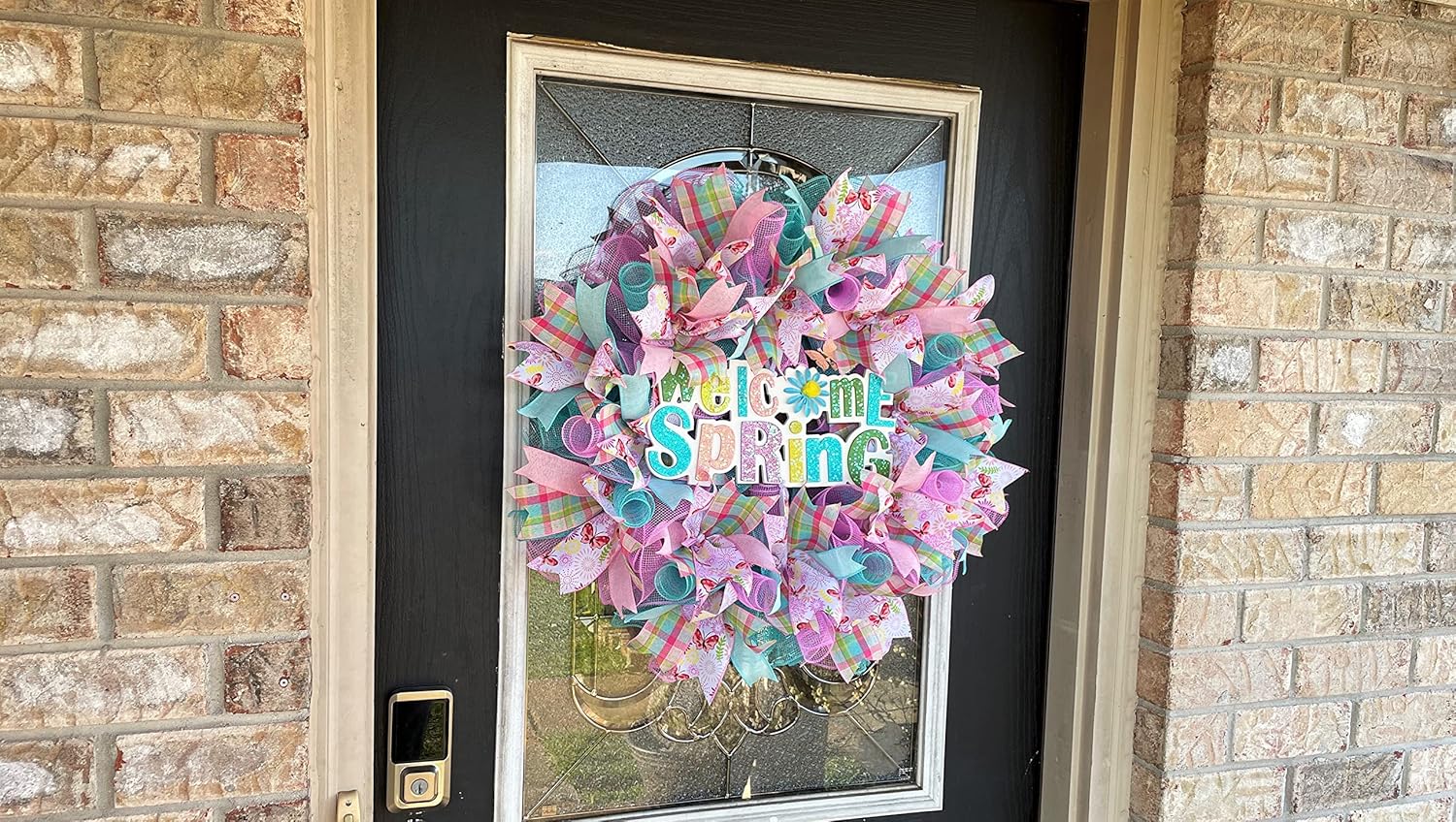 Welcome Spring Butterfly! Deco Mesh Front Door Wreath, Indoor Outdoor, Farmhouse Country Traditional Decor