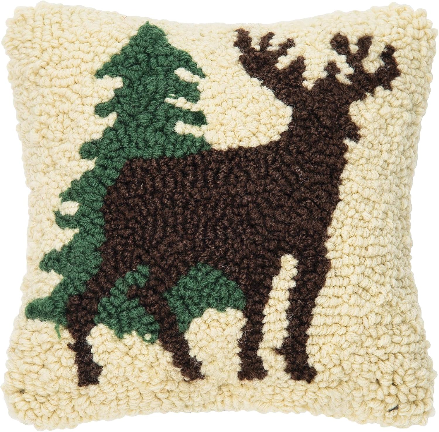 C&F Home Cojín decorativo pequeño de 8 x 8 pulgadas, diseño de bosque de ciervos, para sofá o cama, 8 x 8 pulgadas, color beige