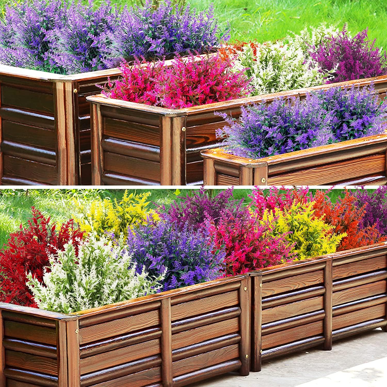 12 racimos de flores artificiales para exteriores con protección UV, utilizadas para decorar flores artificiales violetas (rojo 2)