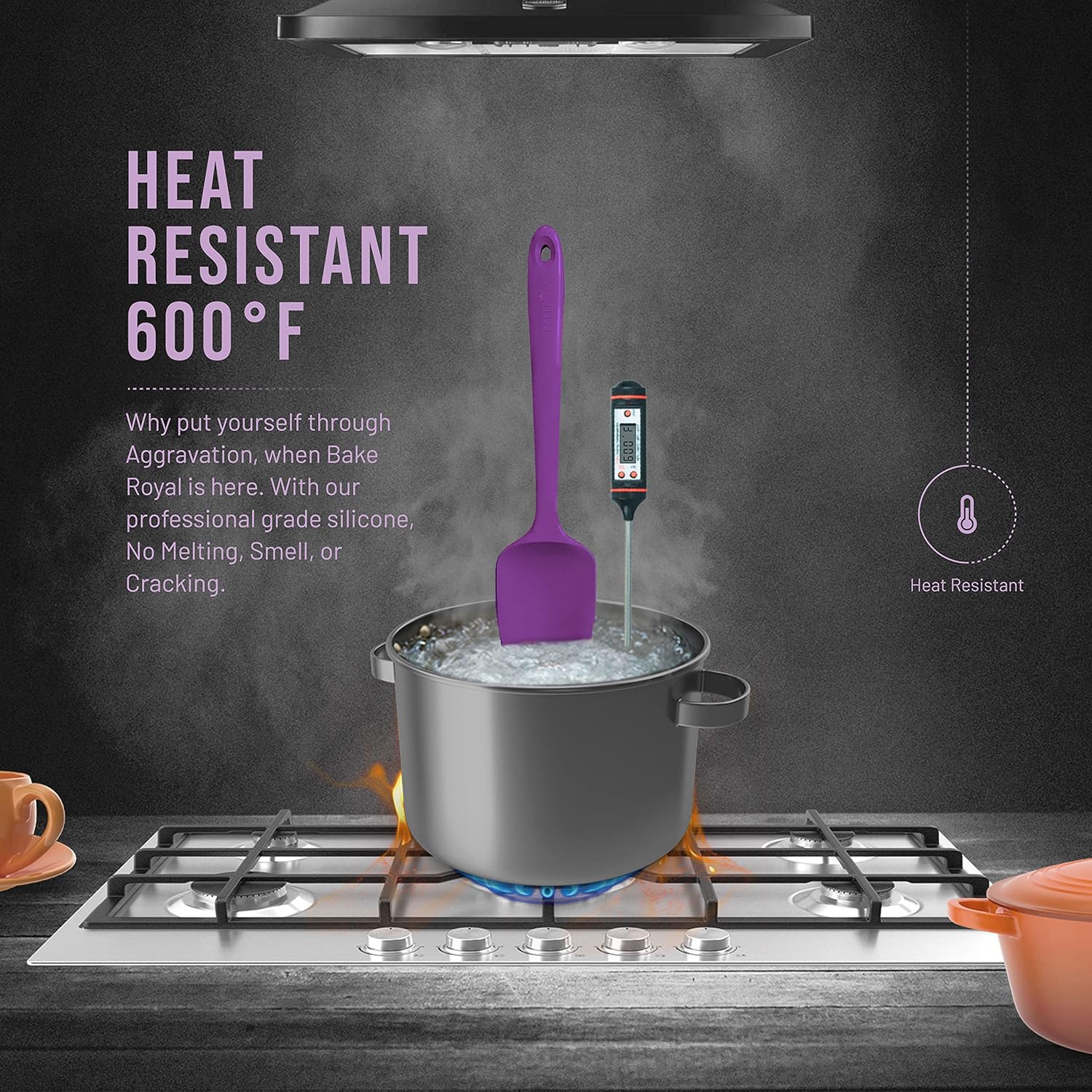 Juego de espátulas de silicona  4 espátulas de goma de silicona resistente al calor 600F para tareas diarias  Espátulas de cocina de diseño sin