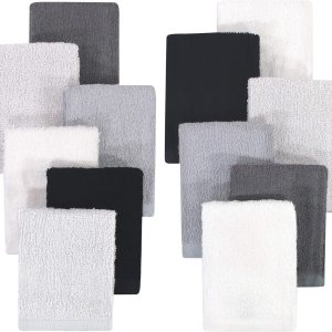 Hudson Baby Toallas tejidas de rayón unisex para bebé, 12 unidades, color blanco y negro, talla única Hudson Baby Toallas tejidas de rayón unisex para bebé, 12 unidades, color blanco y negro, talla única
