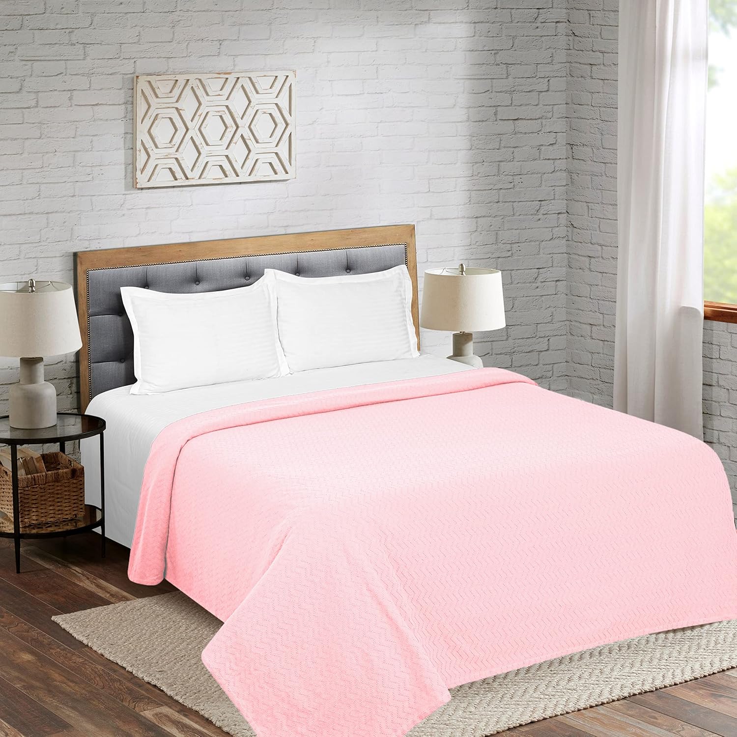 BELIZZI Home – Manta de cama 100 % algodón, transpirable, manta térmica transpirable tamaño individual, manta térmica suave de 60 x 90 pulgadas,