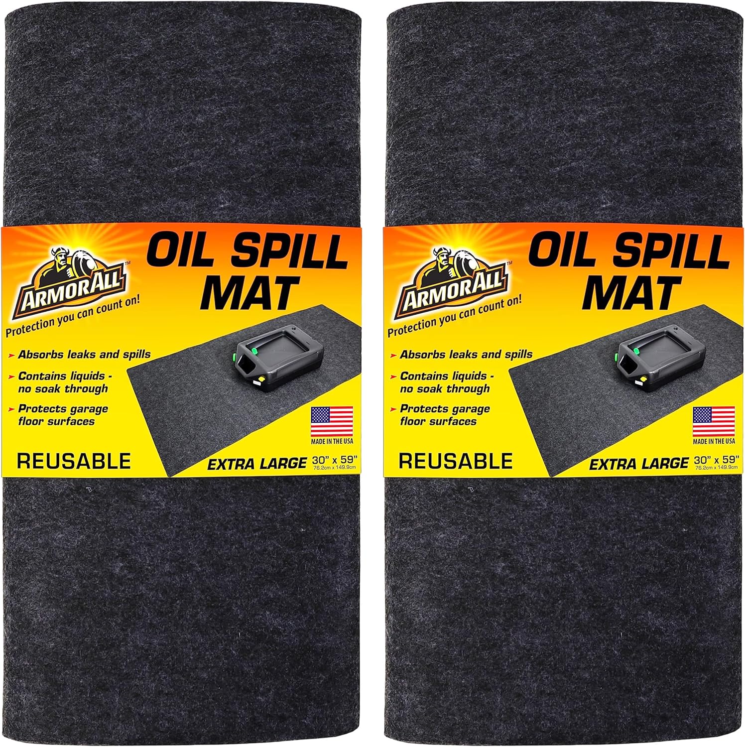 Armor All Tapete para piso de garajetapete de derrame de aceite (30″ x 59″), absorbente, impermeable, reutilizable, duradero, contiene líquidos,
