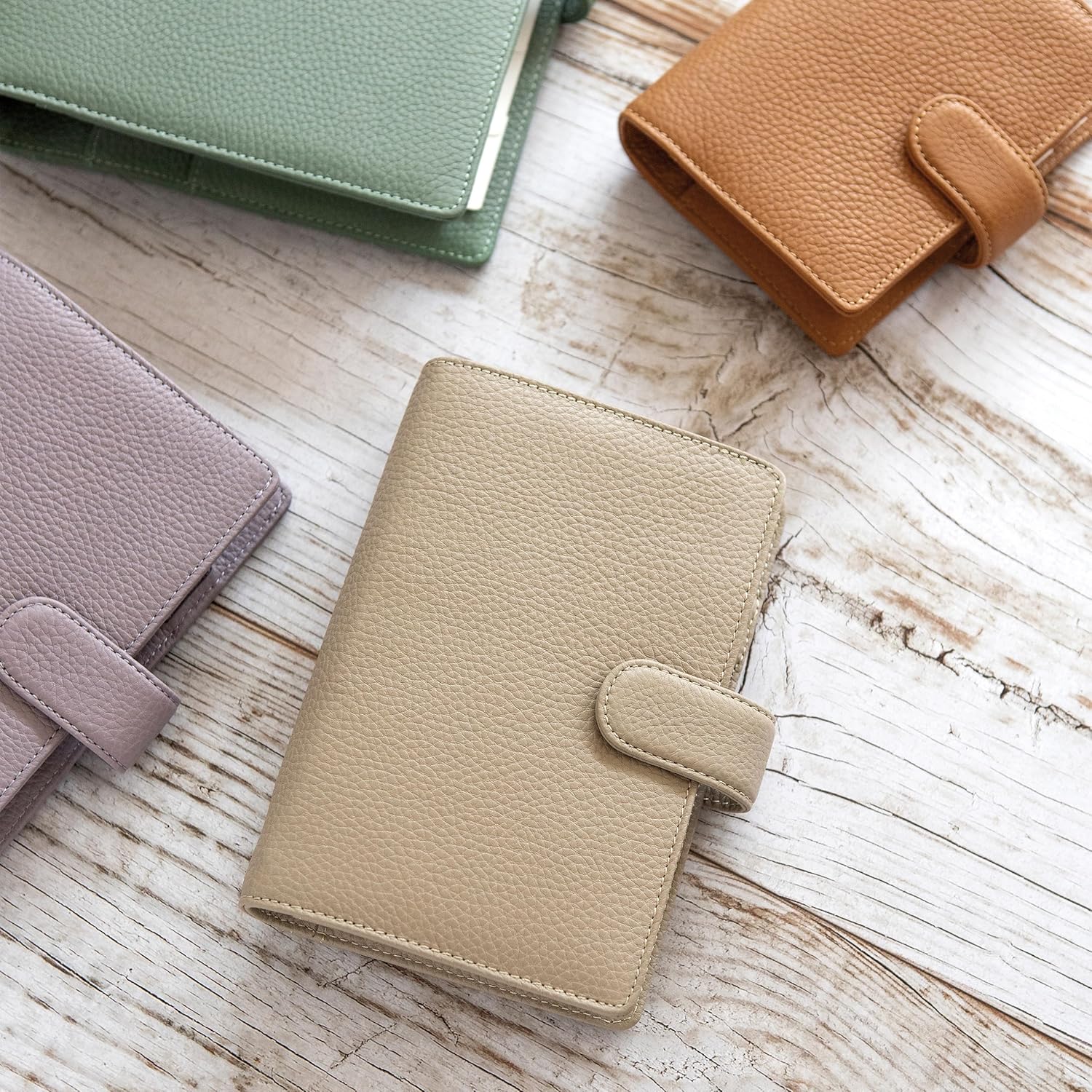 Filofax Norfolk – Organizador de tamaño personal, color gris pardo, piel suave de grano completo, seis anillos, con calendario semanal para ver cada