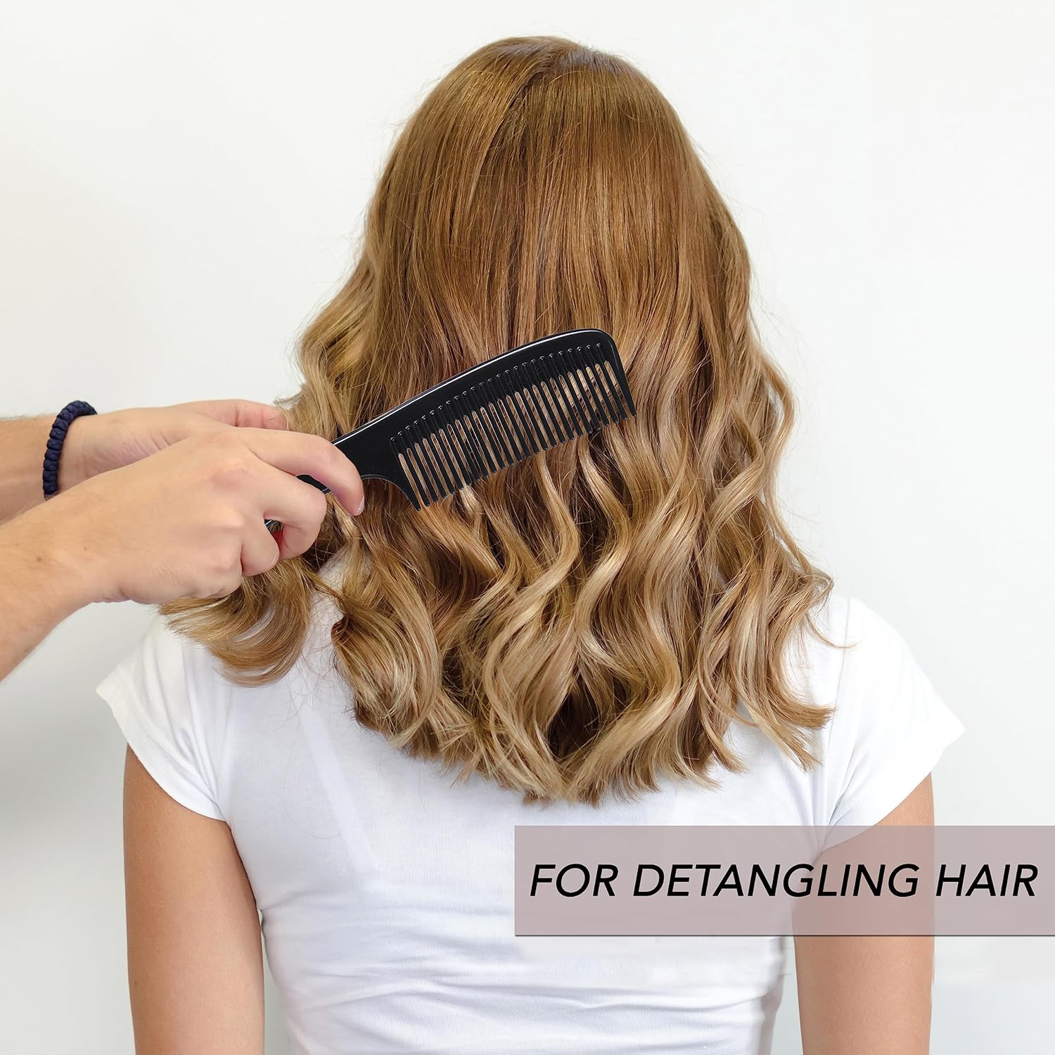 Allegro Comb 1004 Peines desenredantes de dientes anchos para mujeres, estilistas, peine de pelo rizado para hombre, 2 piezas (negro)