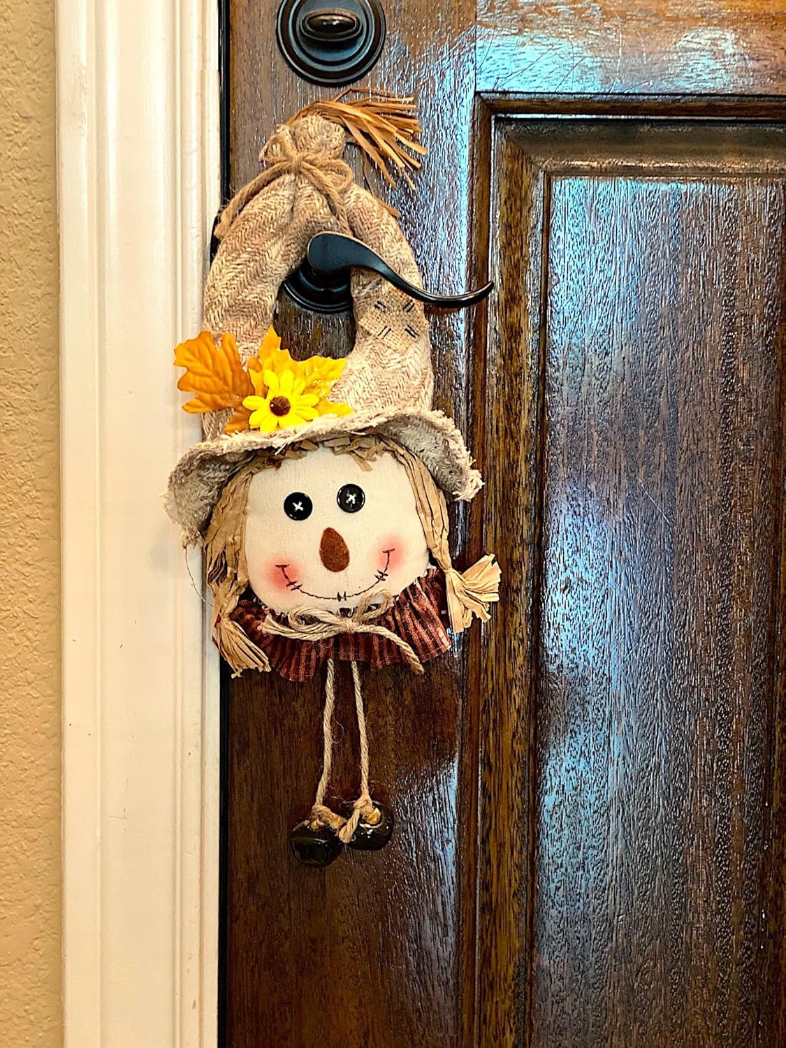 Perilla de puerta de espantapájaros para colgar en la pared, campanas, otoño, Acción de Gracias, decoración colgante para interiores y exteriores,
