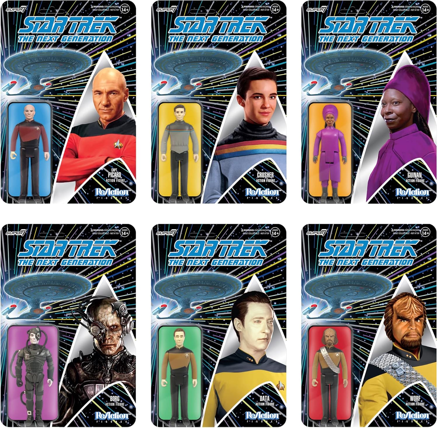 Super7 Star Trek La próxima generación del capitán Picard 3.75 en figura de reacción