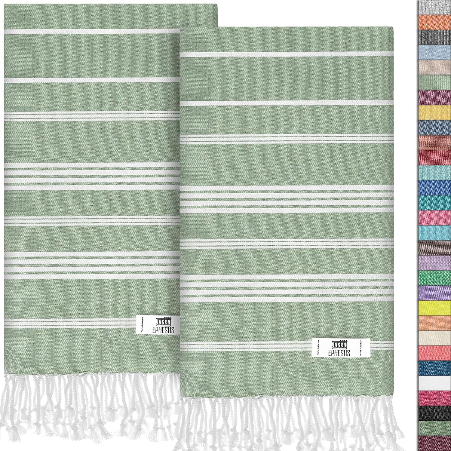 Juego de 2 toallas de mano, 18 x 40 pulgadas, algodón turco, toalla de mano decorativa turca para baño, cocina, invitados, cara, cabello, té, paño