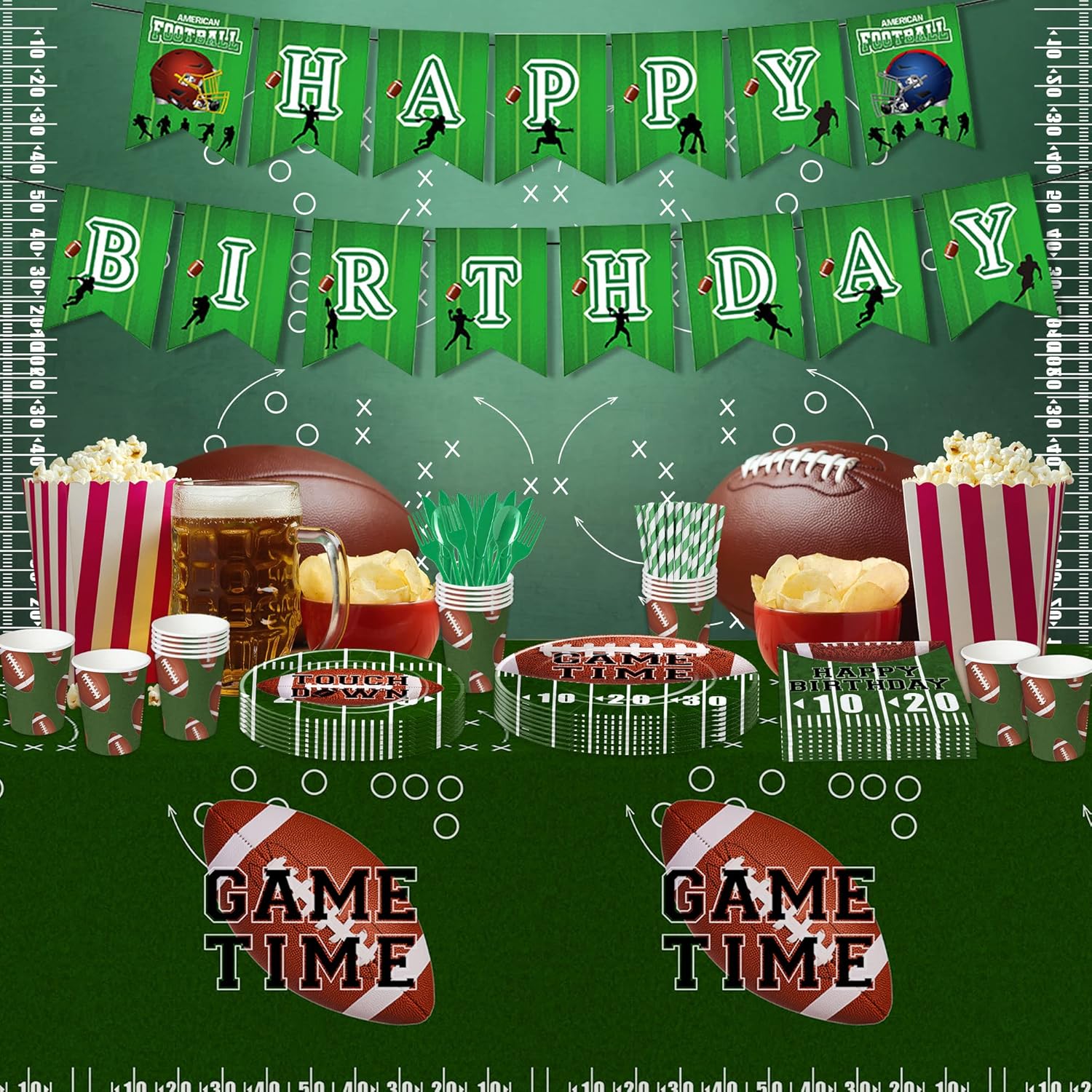 Suministros para fiestas de cumpleaños con temática de fútbol  Decoración de fiesta de cumpleaños de fútbol  Vajilla, platos, vasos, servilletas,
