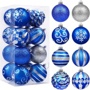 16 adornos de bola de Navidad de 3.15 pulgadas, bolas decorativas de plástico inastillables, decoración de árbol de Navidad, bolas colgantes para 16 adornos de bola de Navidad de 3.15 pulgadas, bolas decorativas de plástico inastillables, decoración de árbol de Navidad, bolas colgantes para