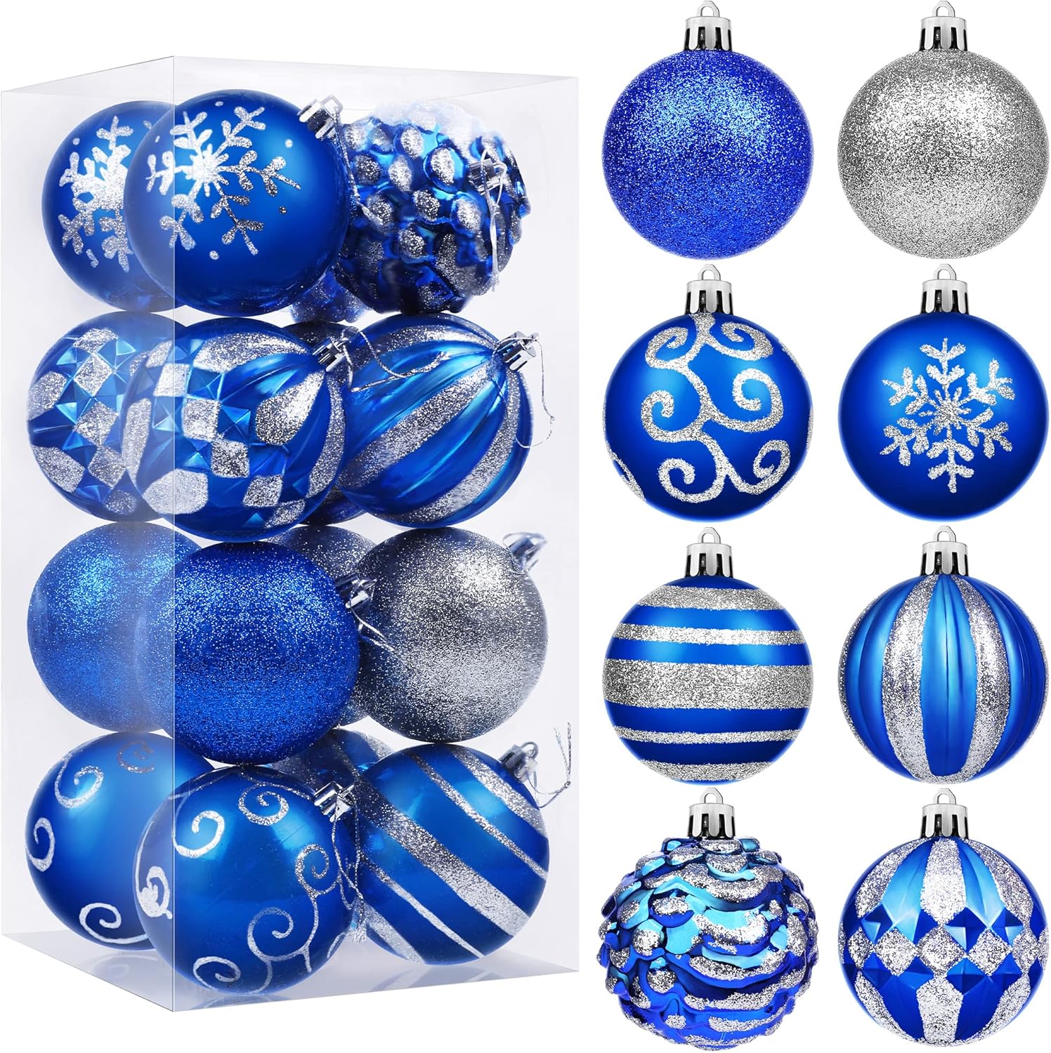 16 adornos de bola de Navidad de 3.15 pulgadas, bolas decorativas de plástico inastillables, decoración de árbol de Navidad, bolas colgantes para