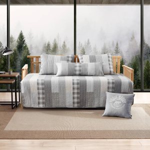 Eddie Bauer – Juego de sofá cama, juego de ropa de cama de algodón de 4 piezas, decoración del hogar para todas las estaciones (Fairview Grey, Eddie Bauer – Juego de sofá cama, juego de ropa de cama de algodón de 4 piezas, decoración del hogar para todas las estaciones (Fairview Grey,
