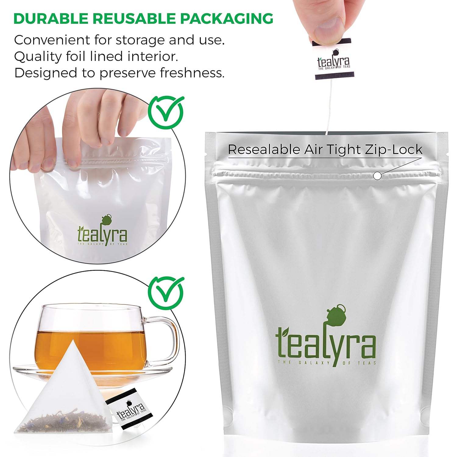 Tealyra – Bolsas de pirámides de té Earl Grey Cream – Té clásico de hoja negra – Cítrico con sabor a vainilla – 25 sobres (2 onzas)
