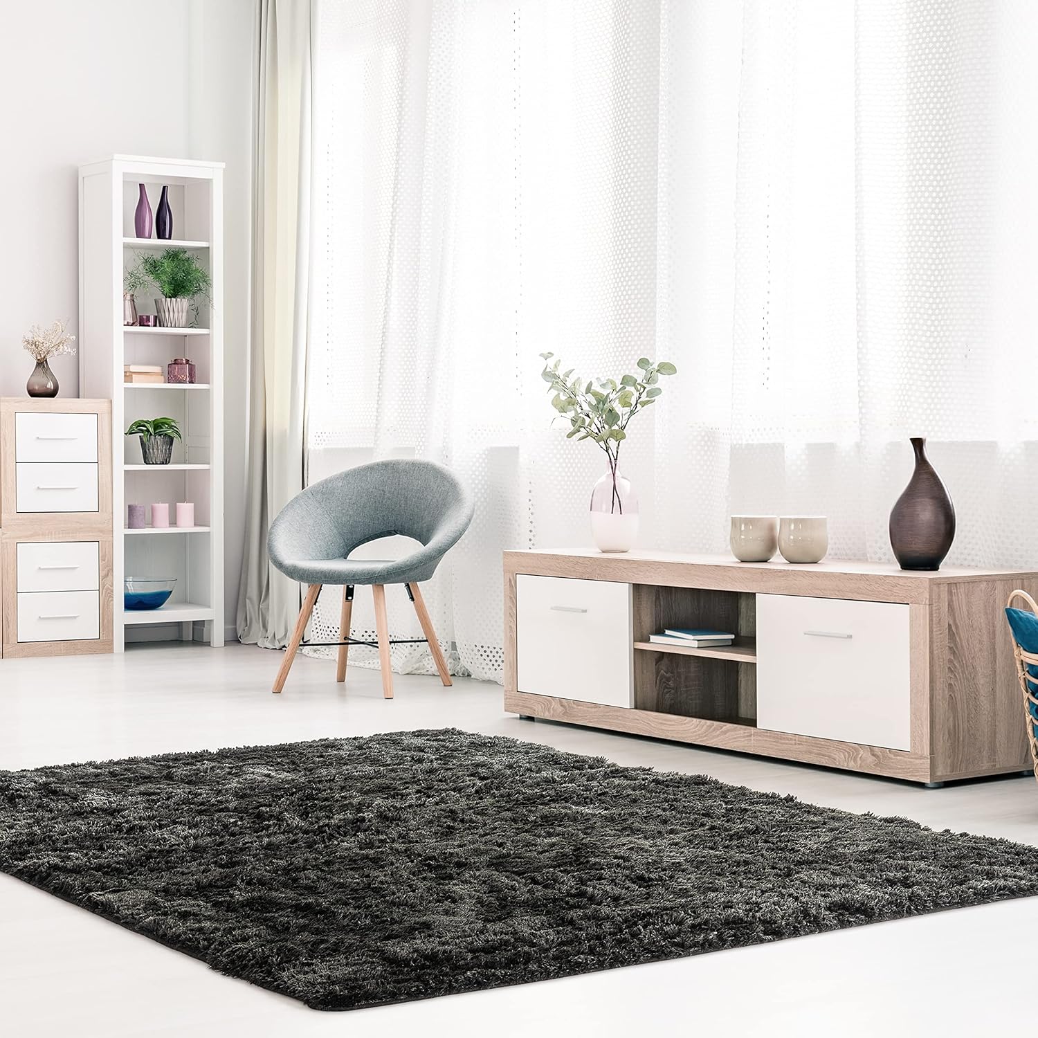 Signature Loom – Tapete lanudo de 2 x 3 pulgadas, tapete de terciopelo suave y mullido para dormitorio de niñas, tapete lanudo para habitación de