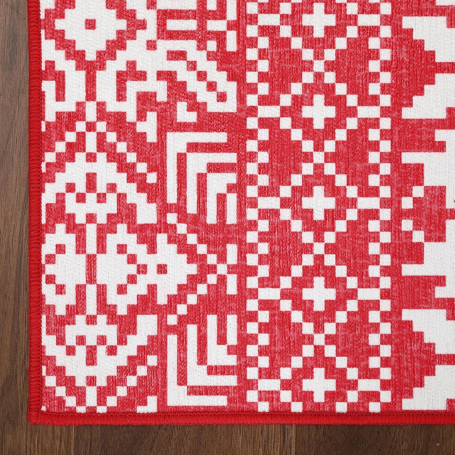 GAOMON Alfombras para sala de estar, decoración de habitación de Navidad, alfombra roja, alfombra lavable, alfombra antideslizante, alfombra bohemia