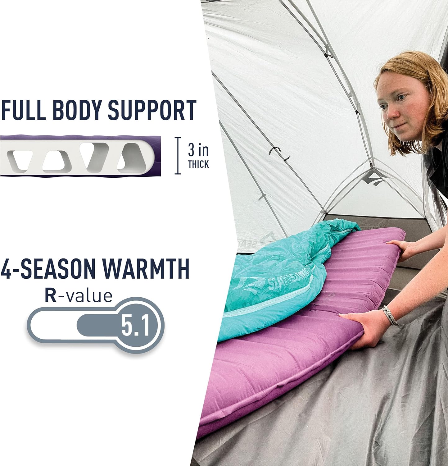 Sea to Summit Comfort Plus Almohadilla de dormir de espuma autoinflable para acampar