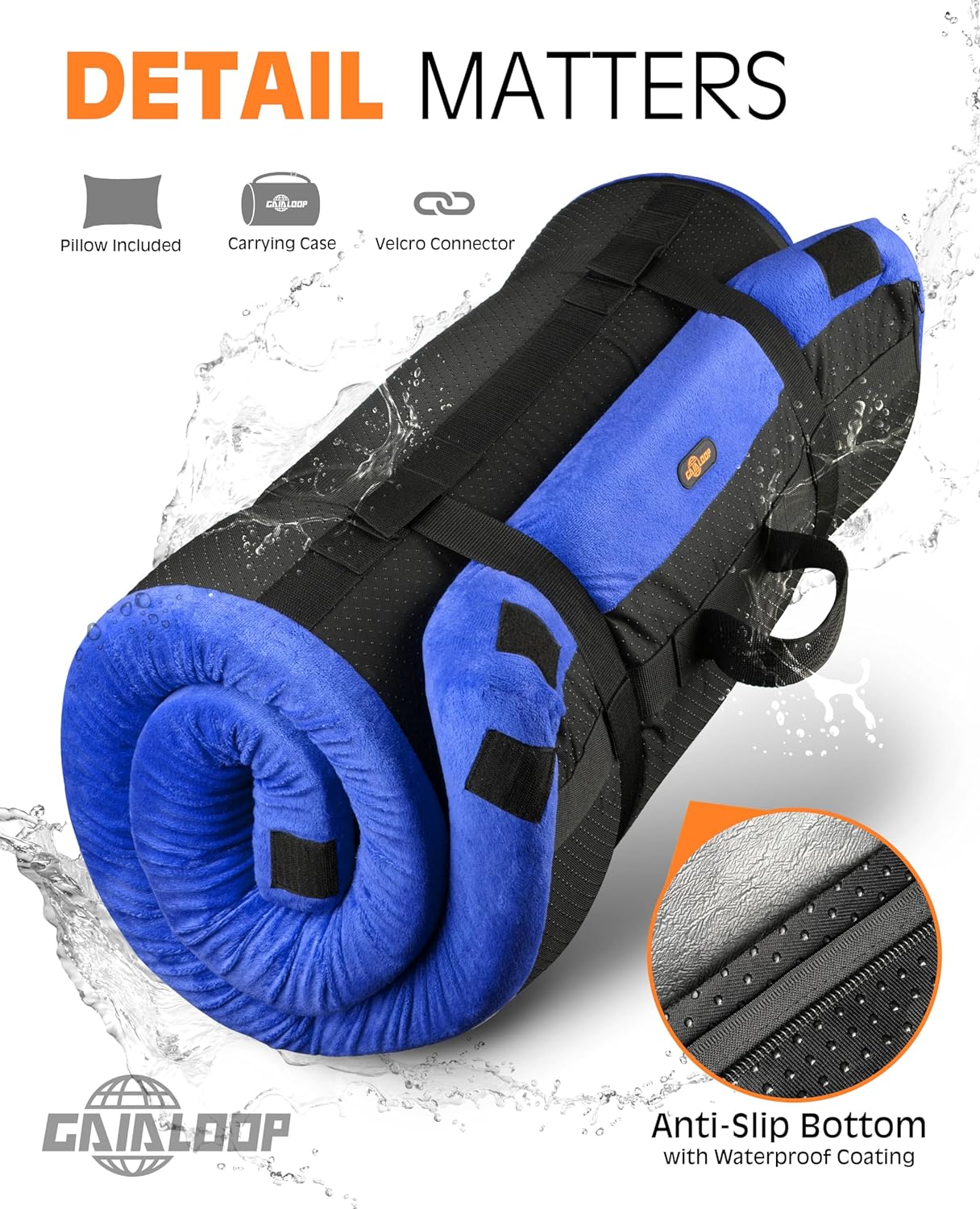 GAIALOOP Colchón de espuma viscoelástica de 3 pulgadas de grosor, colchón de futón matrimonial, tapete portátil para dormir, cama de invitados,