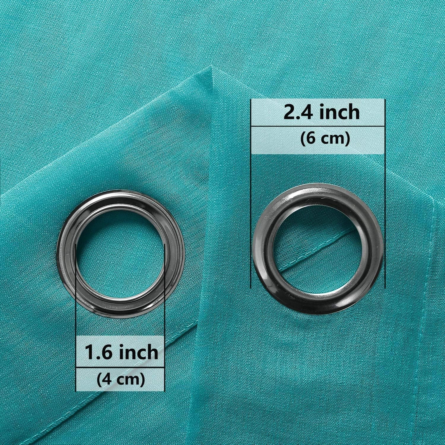DWCN Cortinas transparentes de lino sintético turquesa, cortinas de gasa con ojales para ventana para dormitorio, sala de estar, 60 x 63 pulgadas de