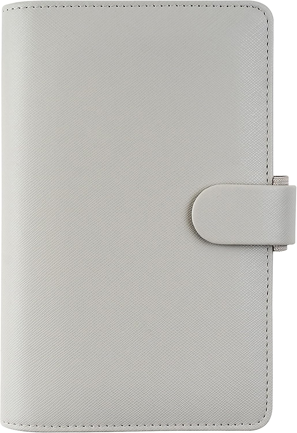 Filofax Saffiano – Organizador personal compacto, granito, grano cruzado, aspecto de cuero, seis anillos, calendario semanal para ver, multilingüe,