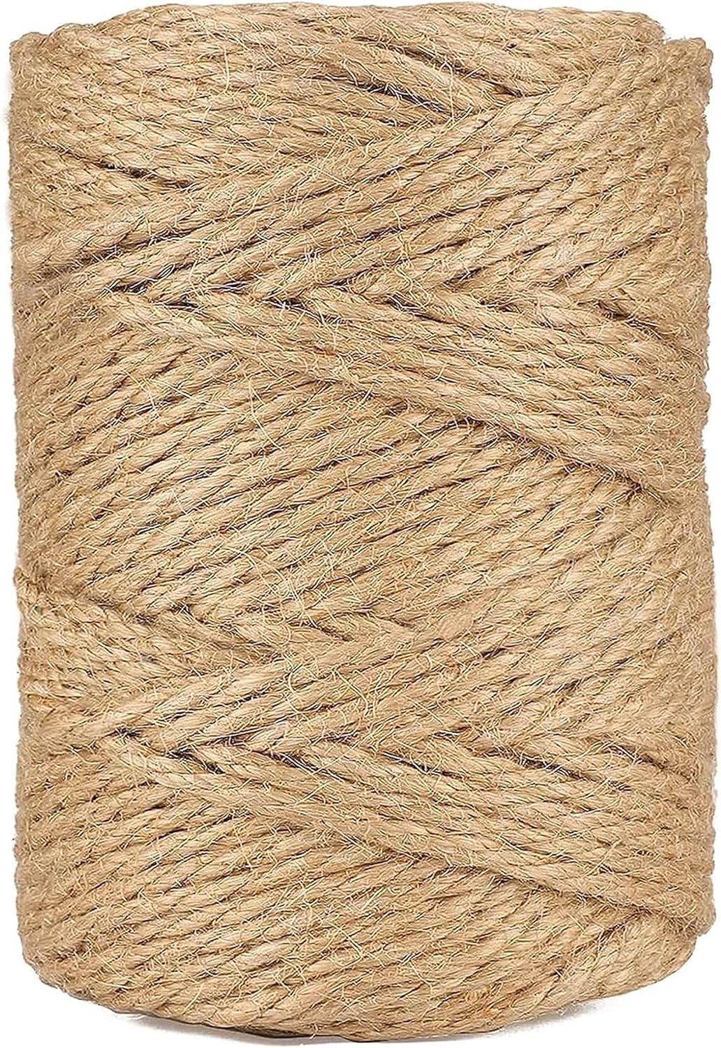 Cuerda de yute de 0.157 in, cuerda trenzada de yute natural de 328 pies, cuerda de yute marrón resistente y gruesa para manualidades, jardinería,