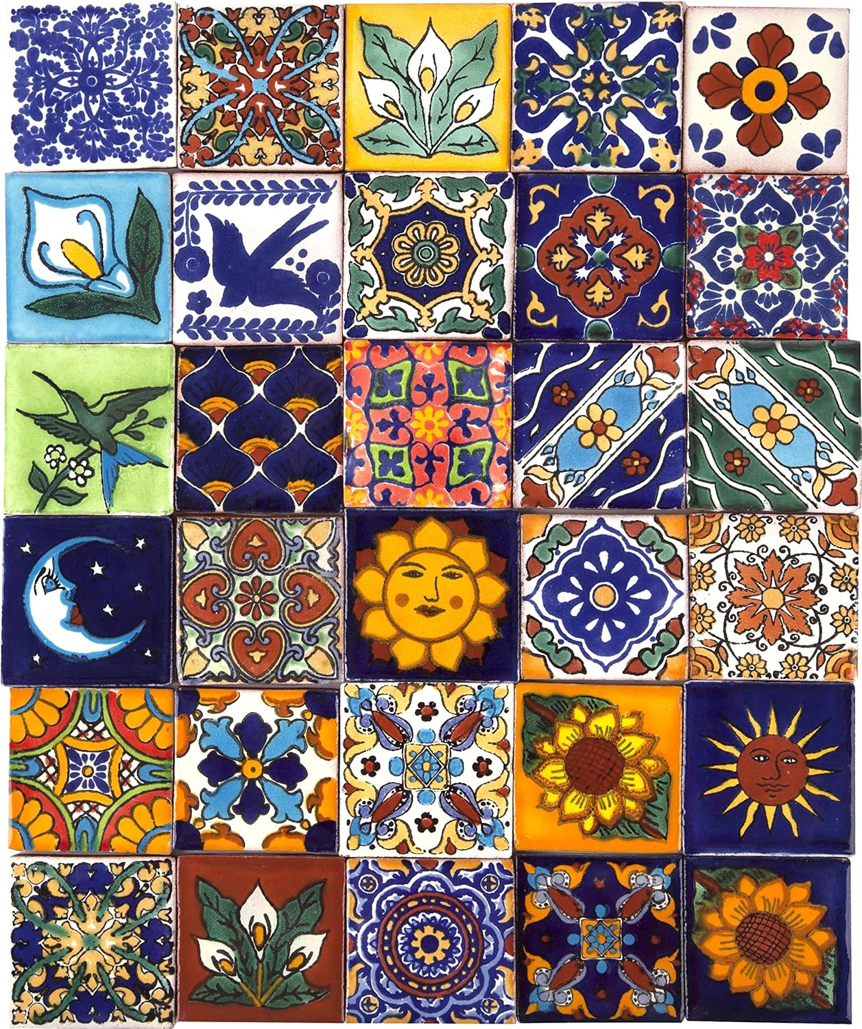Saburo by Cerames – Azulejos de cerámica mexicana de 2 x 2 pulgadas – 120 mosaicos decorativos mexicanos para baño, cocina, ducha, escaleras, sala