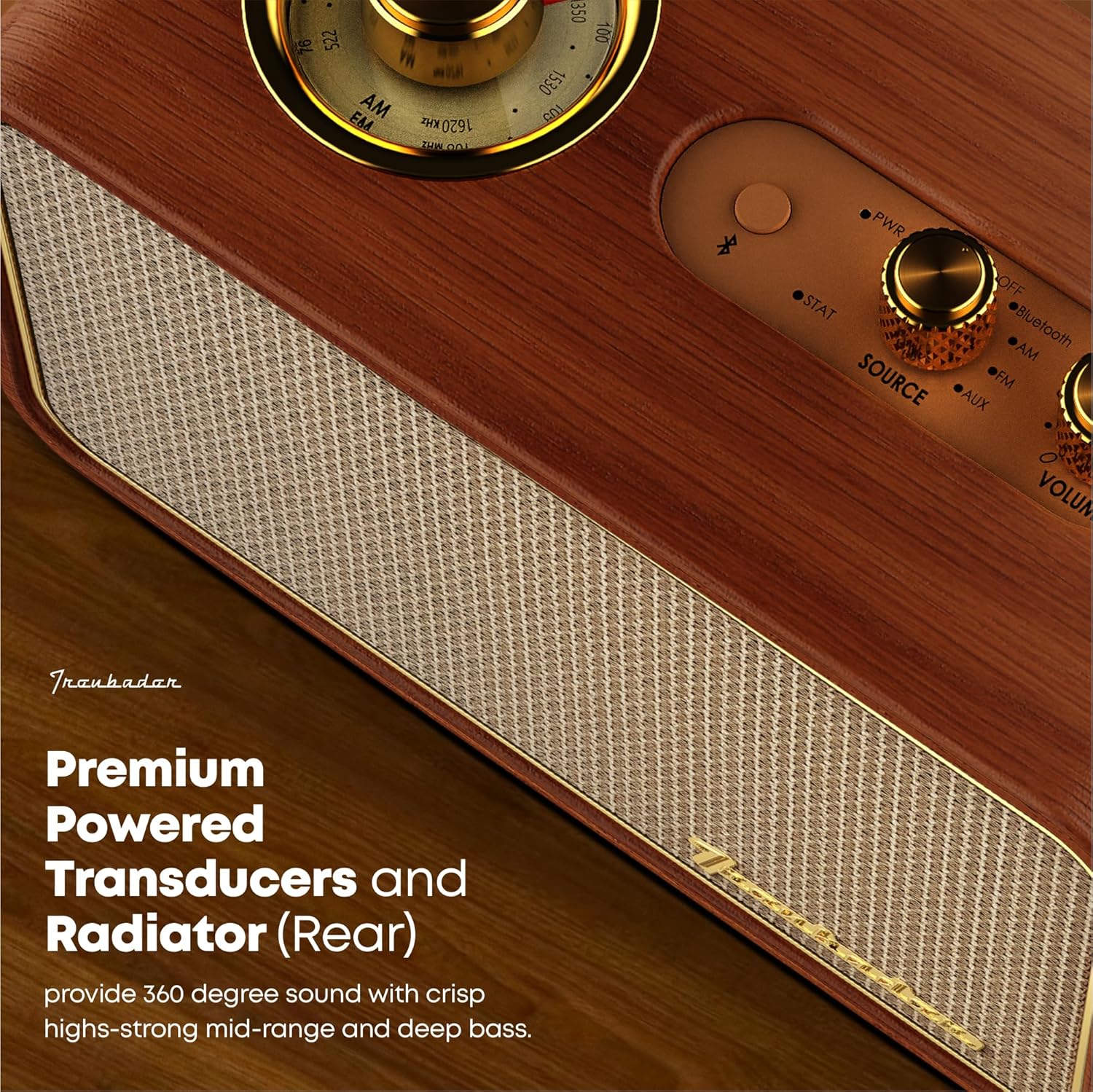 Artlink – Altavoz Bluetooth retro, altavoz inalámbrico Artlink Stero de madera de nogal, radio AMFM, pequeño altavoz Bluetooth vintage con conexión