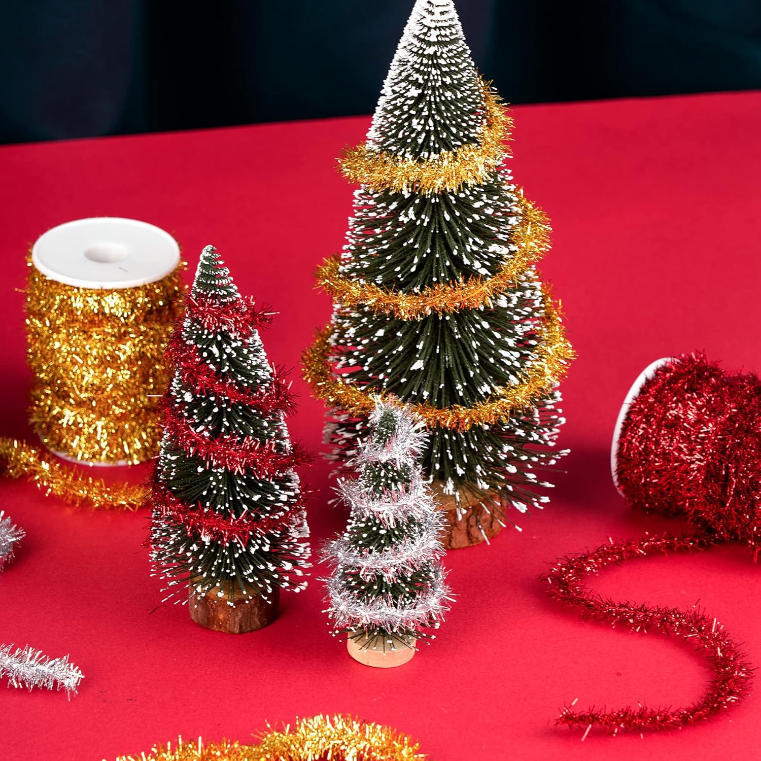 Guirnalda metálica de oropel de Navidad de 66 pies, guirnalda de oropel torcido, guirnalda de oropel fina con purpurina para decoración de árbol de