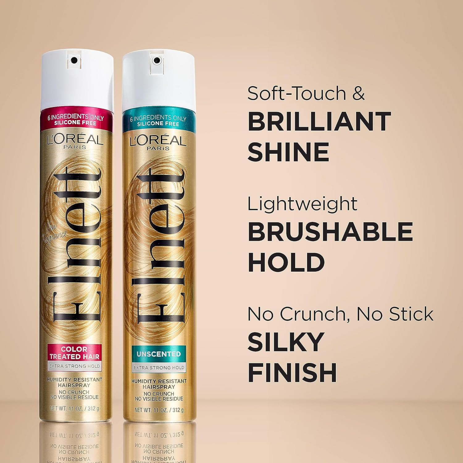 L’Oreal Paris Elnett Hair Care Elnett Satin – Laca para el cabello de fijación extrafuerte, sin perfume, larga duración + resistente a la humedad,