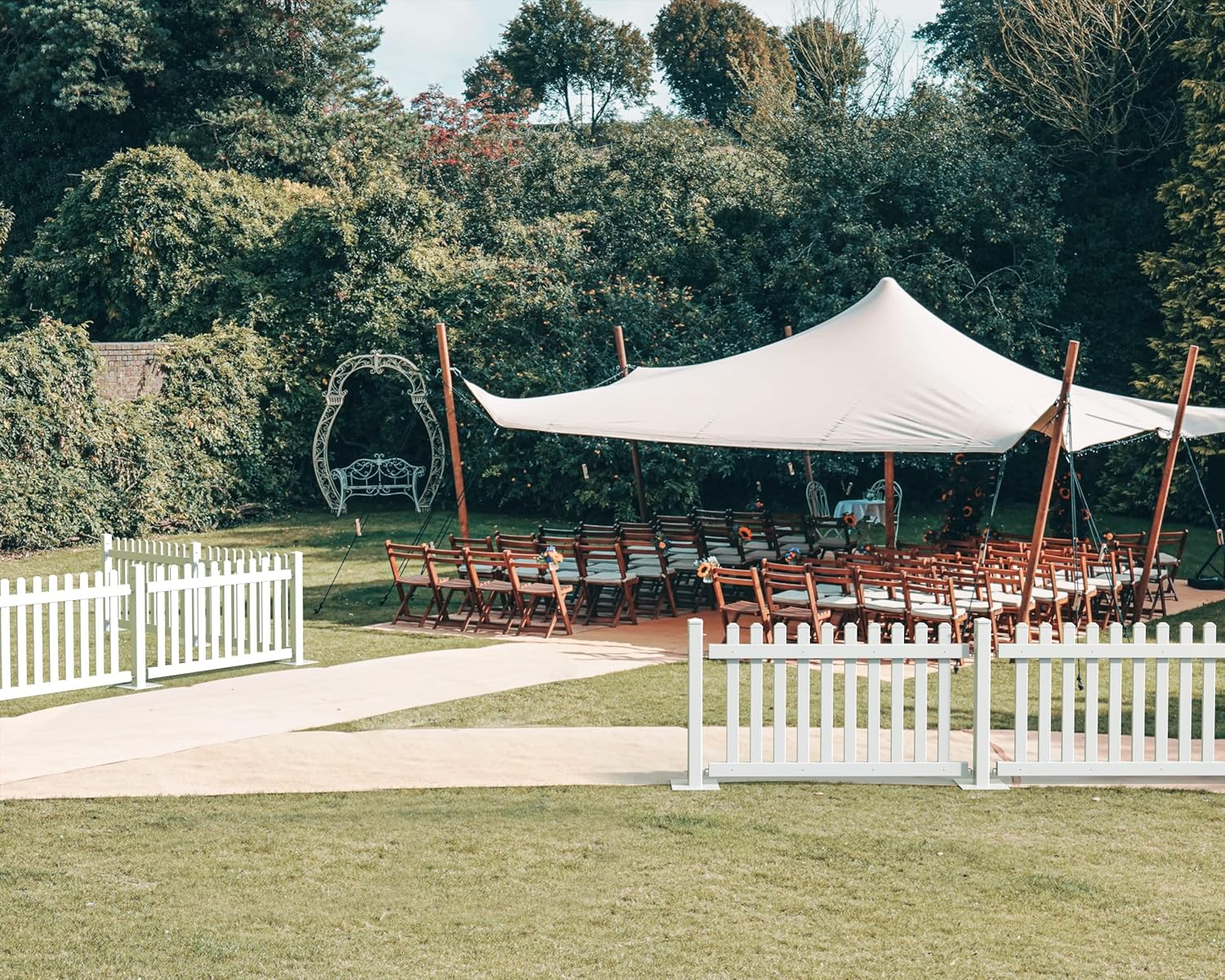 Montour Line – Poste de valla para eventos, color blanco, solo poste