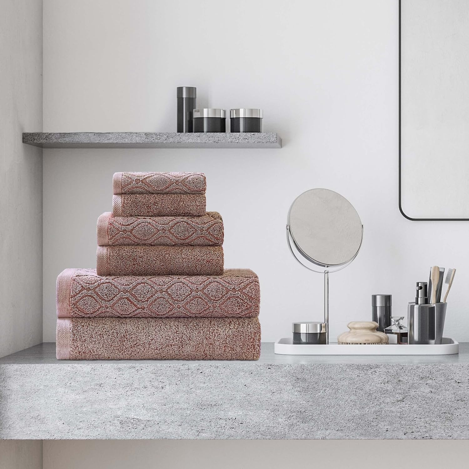 Superior Denim Wash – Juego de 6 toallas de baño de 100 % algodón de 550 GSM, 2 caras, 2 manos, 2 toallas de baño, ideal para baño, cocina o playa,
