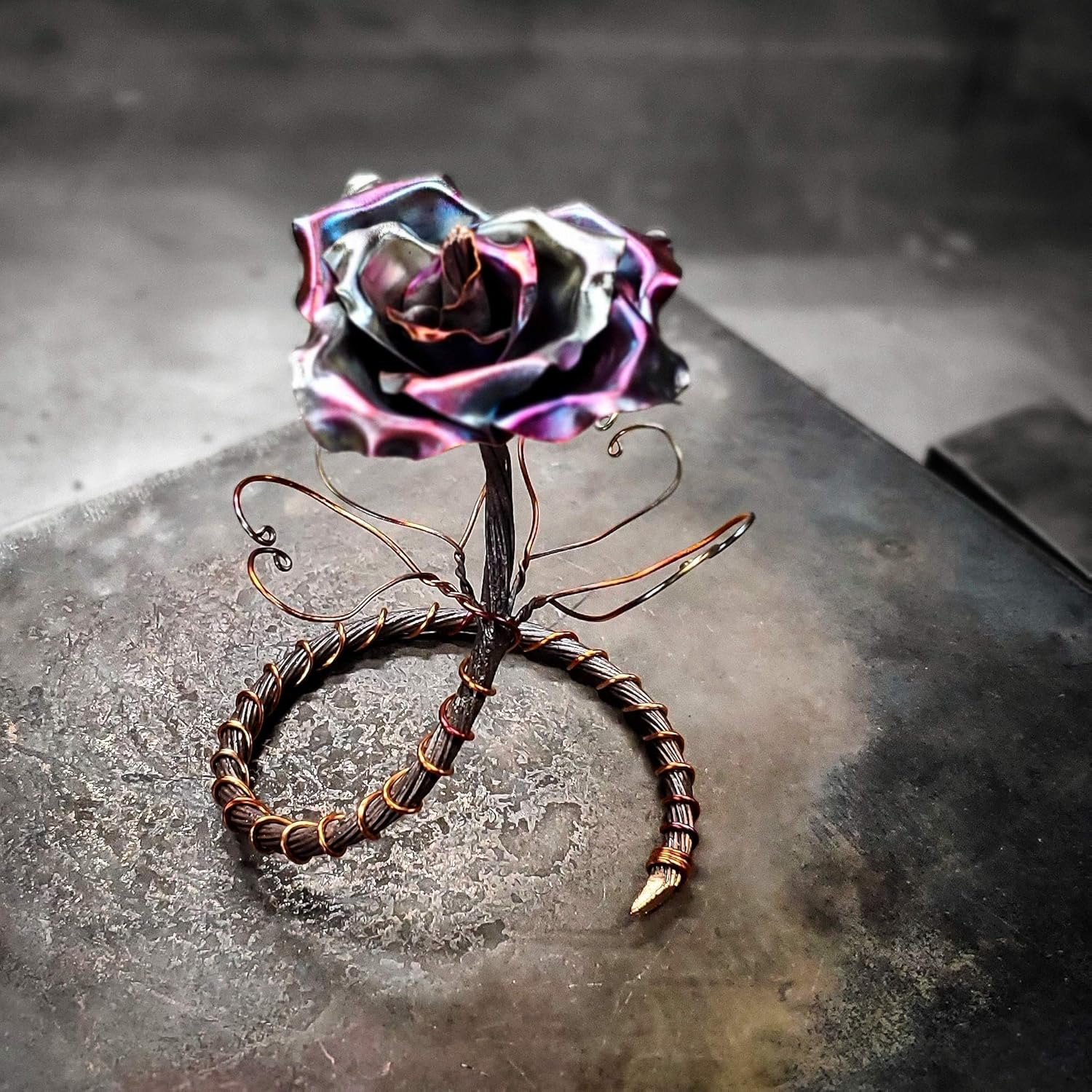 Antique Copper Rose ” Be Mine ” #1383e *Save 10% See Below* Valentine’s Day Mother’s Day Christmas Anniversary Wedding Housewarming Steampunk