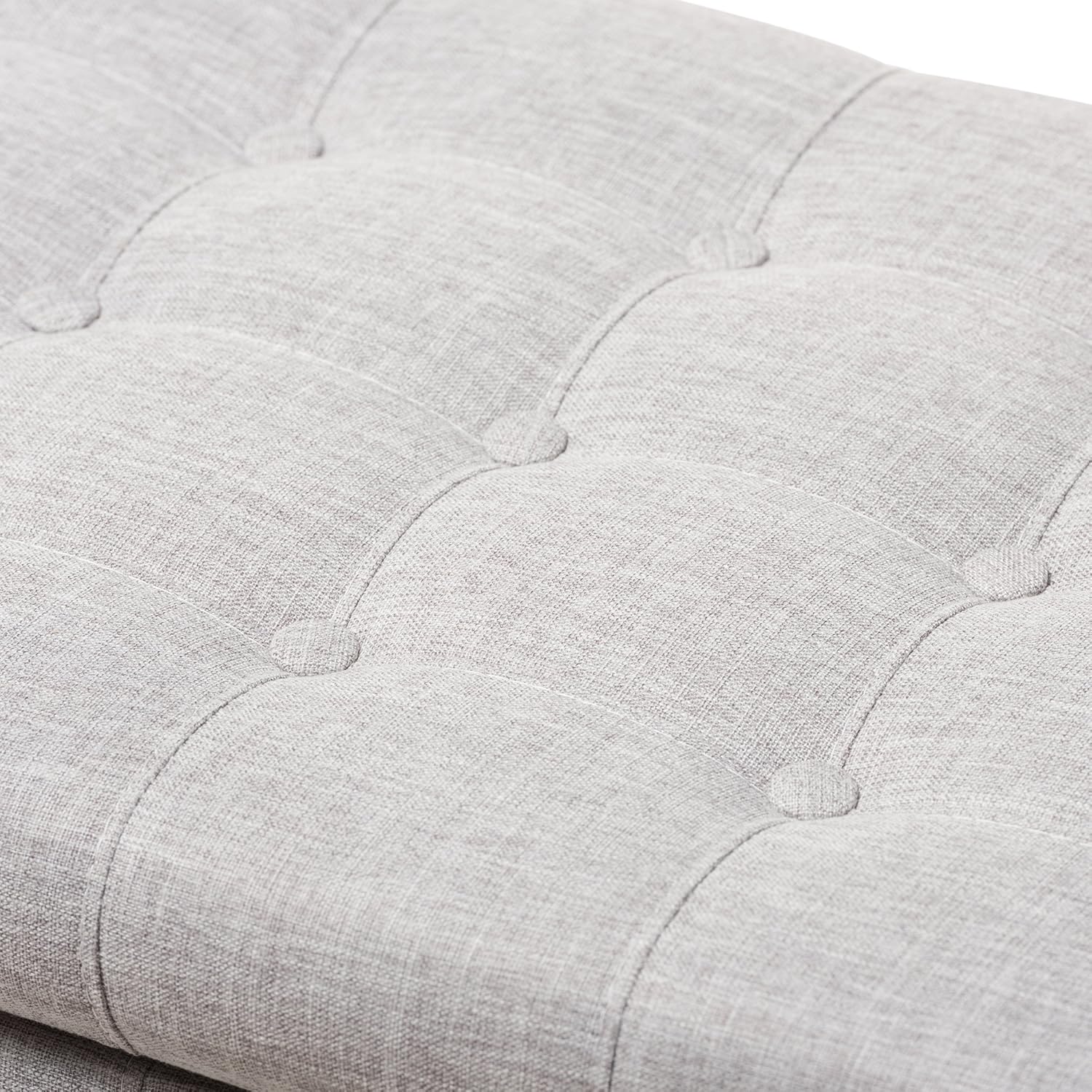 Baxton Studio Sherrill – Banco otomano tapizado de tela beige grisáceo con botones