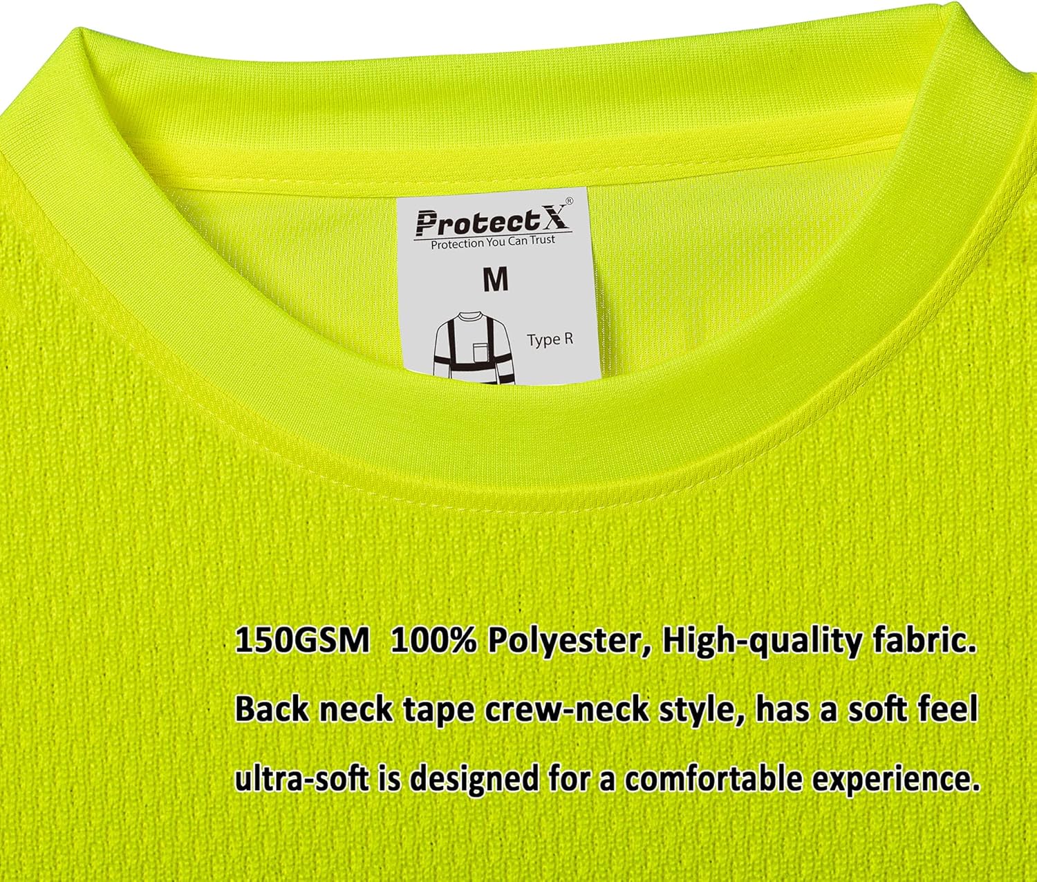 ProtectX Camisetas de seguridad reflectantes de manga larga resistentes para hombre, de alta visibilidad para construcción, clase 2-3 tipo R