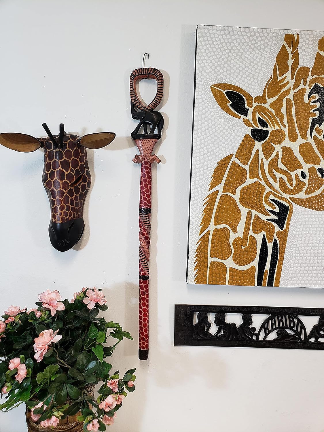 Bastón decorativo de madera africana (hecho a mano en Kenia)